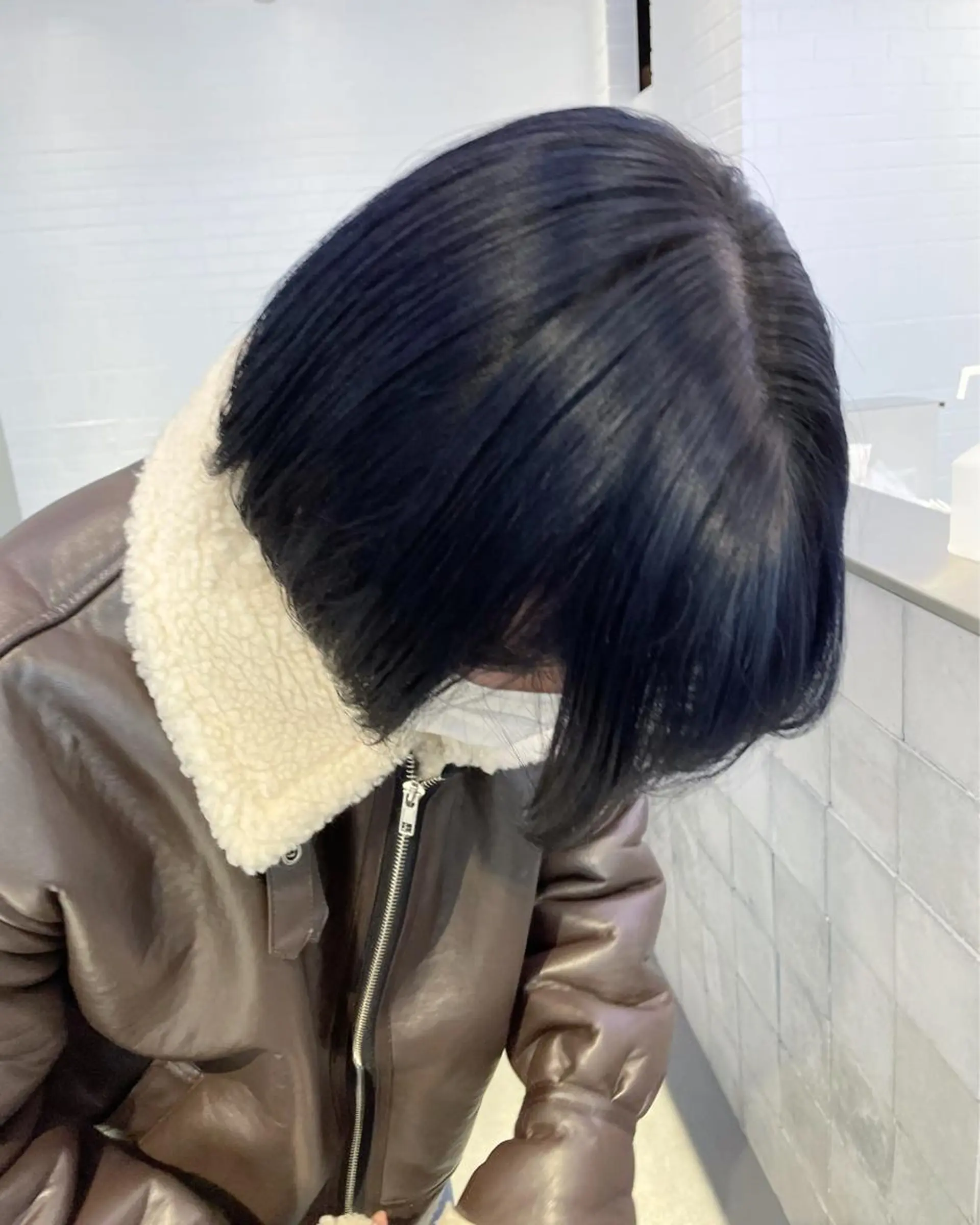 ミディアム カラー ヘアアレンジ 黒髪 ブルーカラー ブルーブラック ヘアカラー トリートメント ボブ×柔らかいカラー 🩰misaki𓍼のヘアスタイル