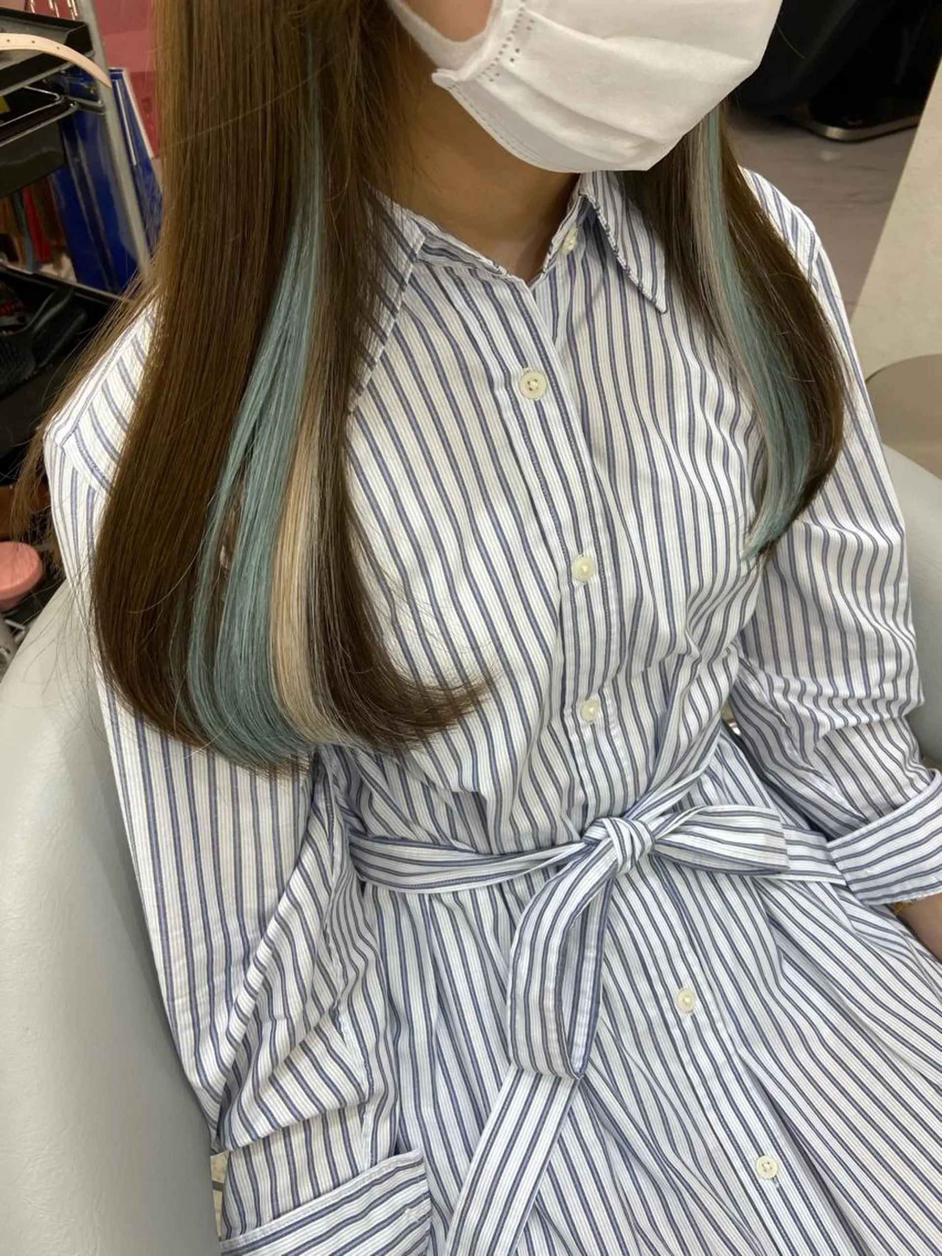 ロング カラー シールエクステ ブリーチ ブラウンカラー ケアカラー ダブルカラー エクステ 新宿/韓国ヘア 中明度カラー/かやのヘアスタイル