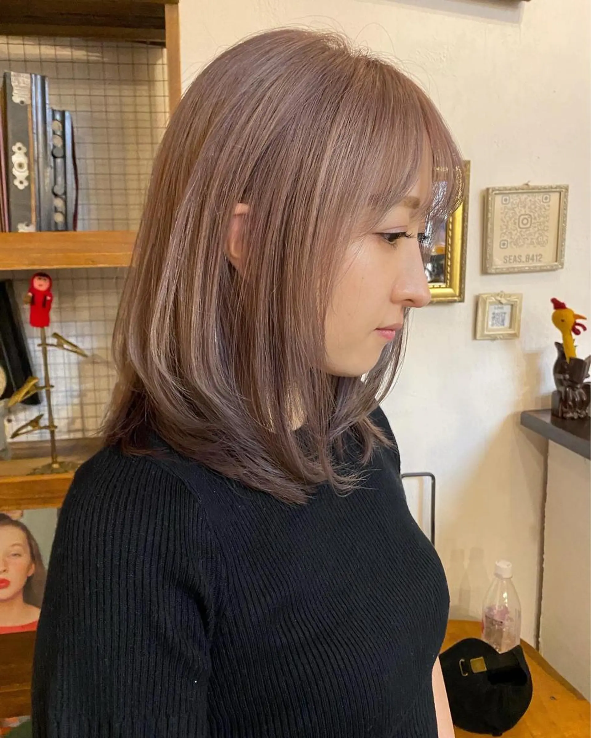 セミロング ラベンダーベージュ カット ヘアカラー sea's所属・ヒラカホ/矢場町/ ブリーチ/似合わせのヘアスタイル