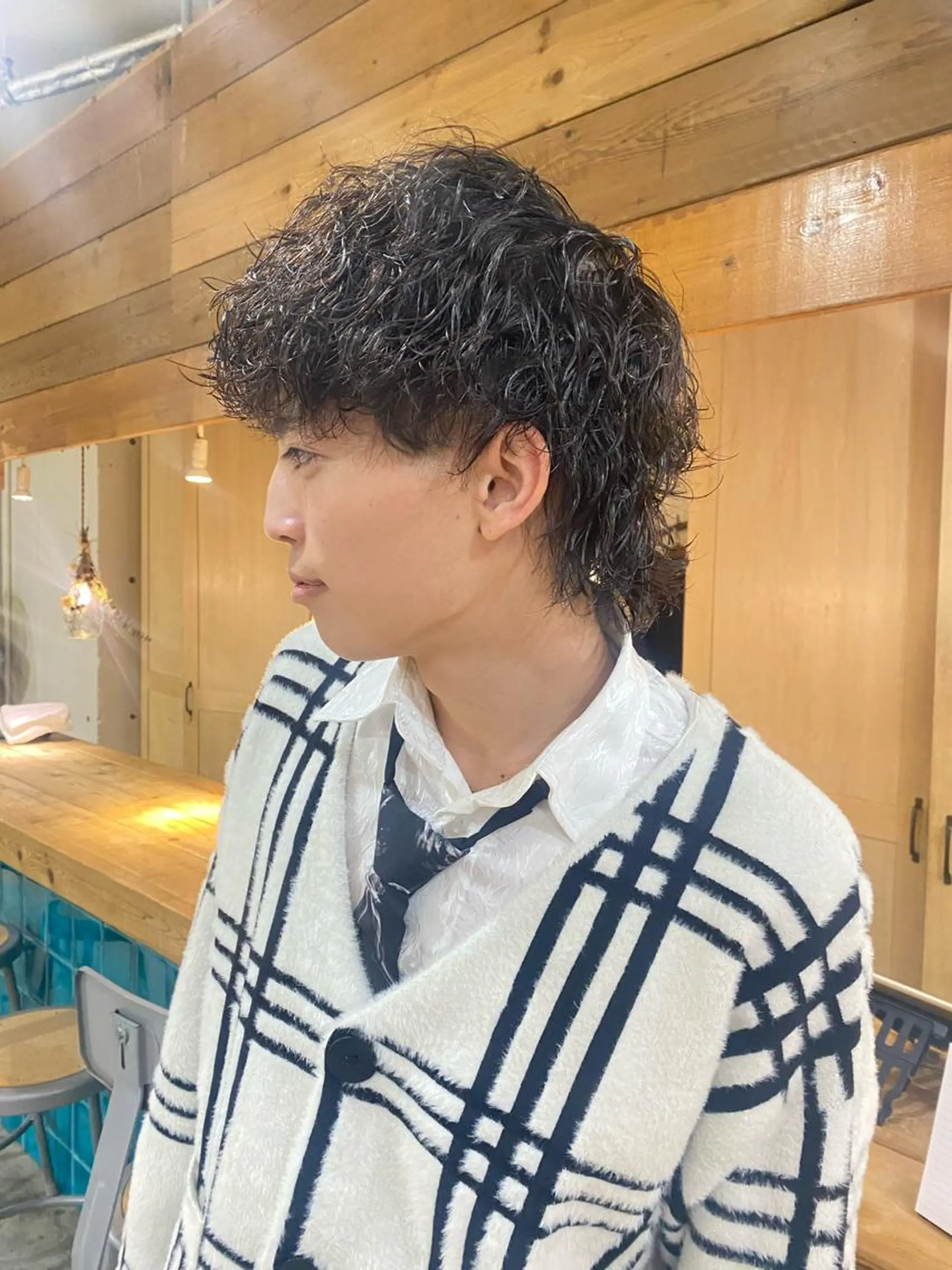 ミディアム メンズ カット パーマ longtemps所属・竹内 柚子のヘアスタイル