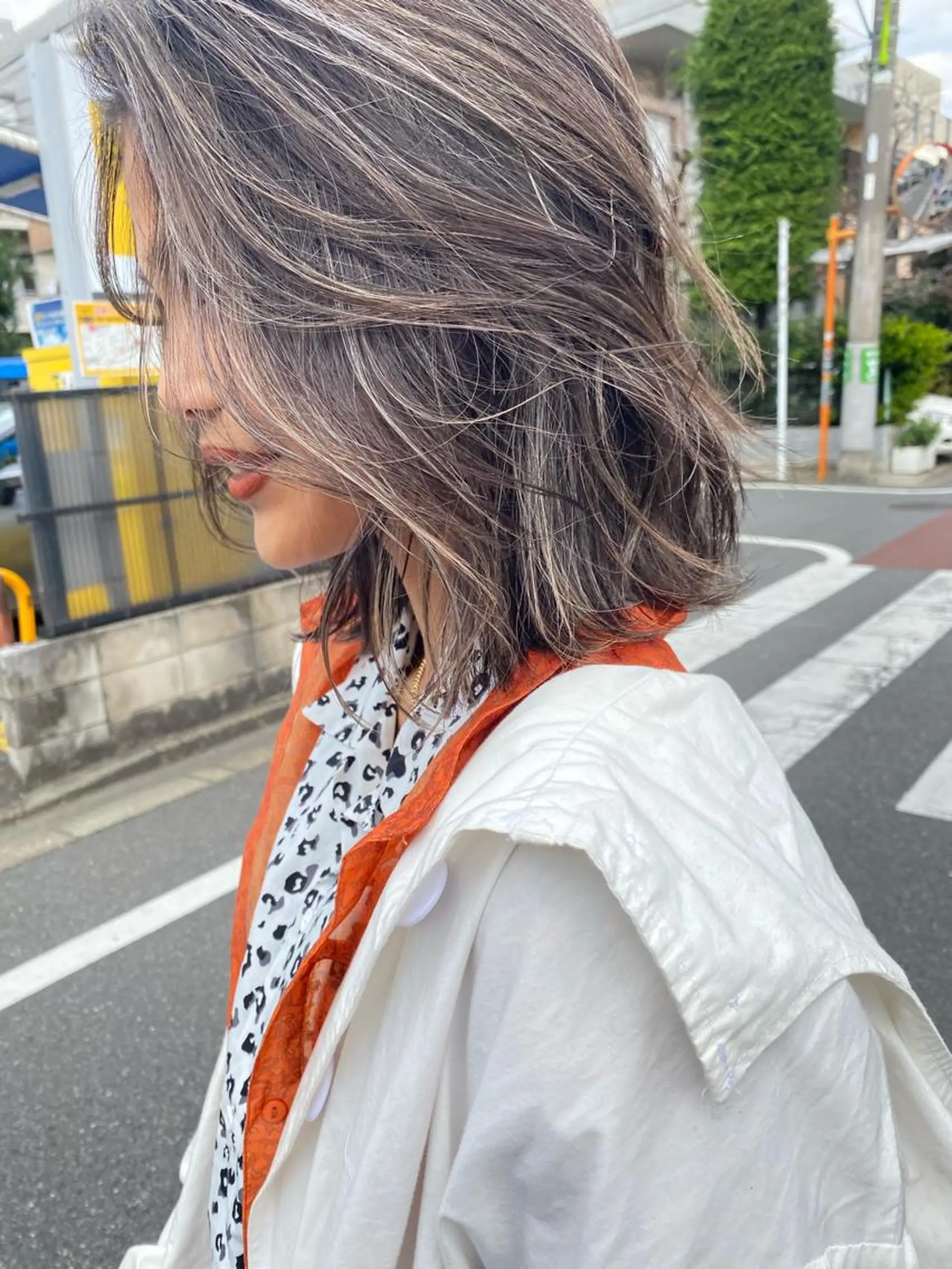 ミディアム カラー レイヤー/ベージュ カラー/ハシモトのヘアスタイル