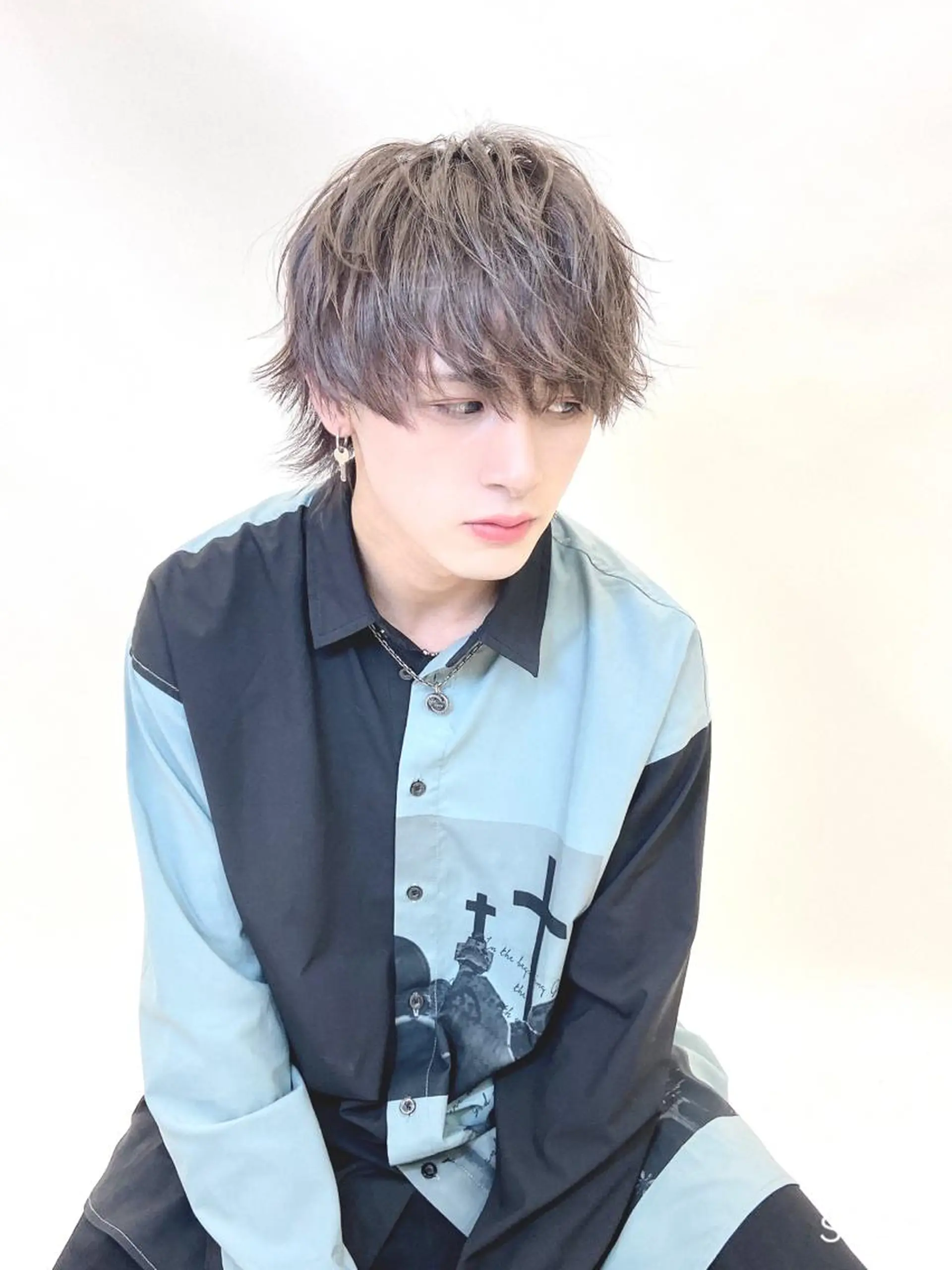 メンズ マッシュウルフ マッシュ メンズウルフカット ウルフカット 心斎橋バレイヤージュ 小林勝貴のヘアスタイル