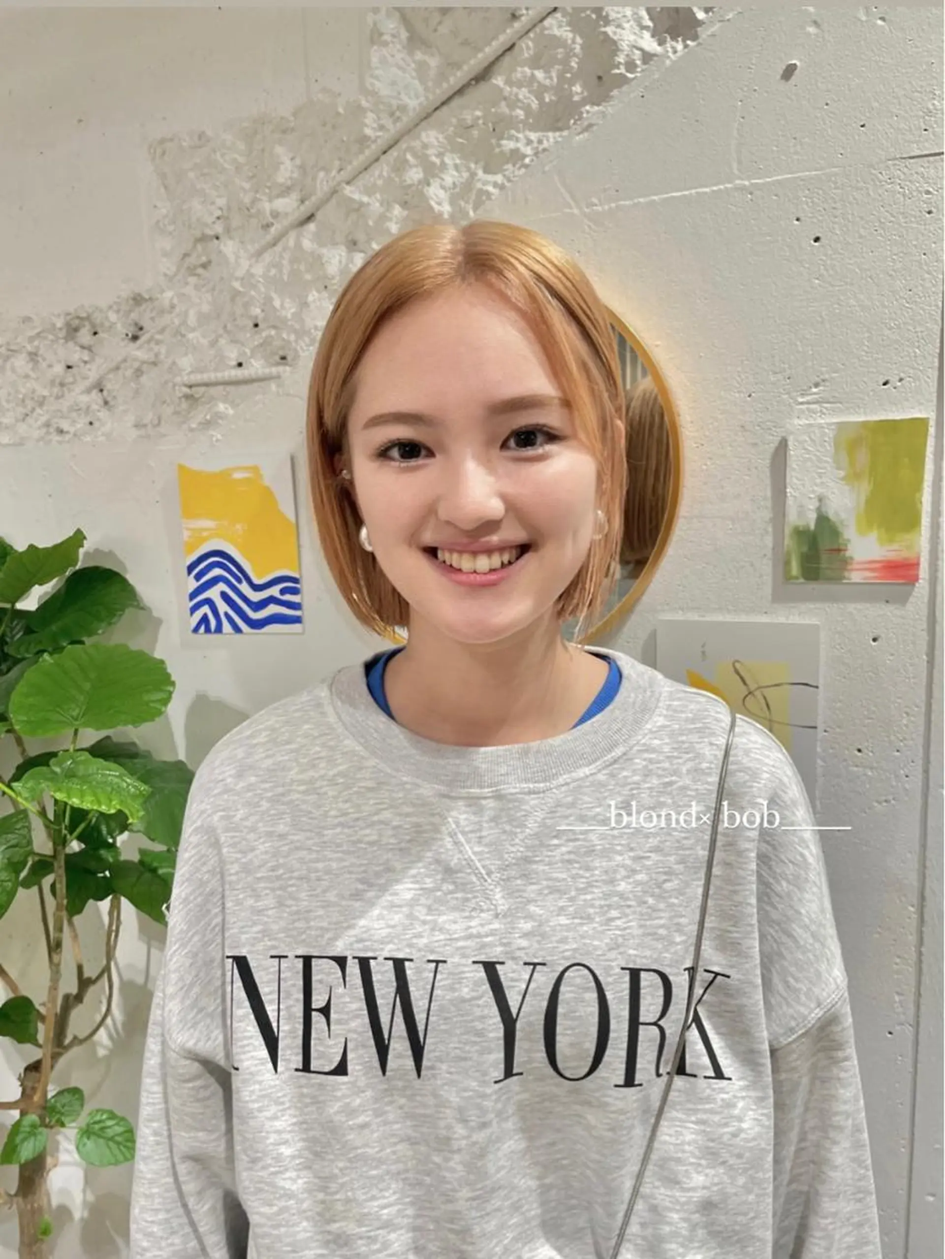 ミディアム カラー ブロンド ボブ ヘアカラー ウルフ/似合わせ レイヤー/RIHOのヘアスタイル