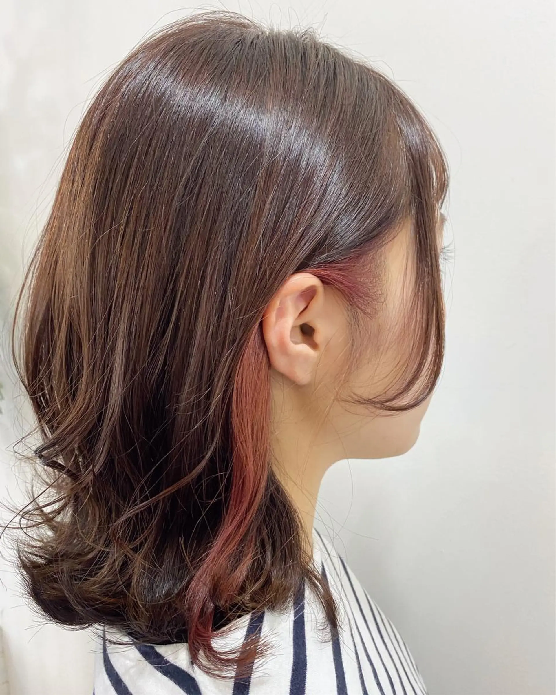 ミディアム カラー イヤリングカラー ピンクカラー フラム所属・WATANABE MISAKIのヘアスタイル