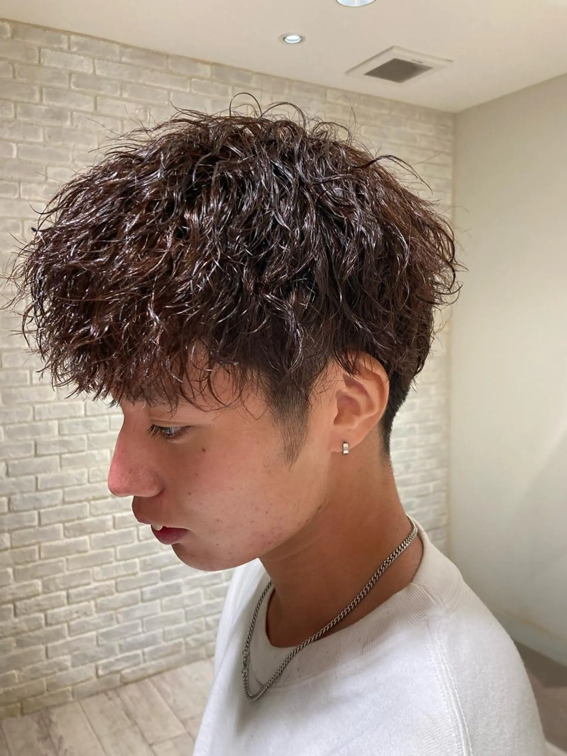 パーマ メンズ マッシュ 曲がる縮毛矯正 LIBER 　岩名のヘアスタイル