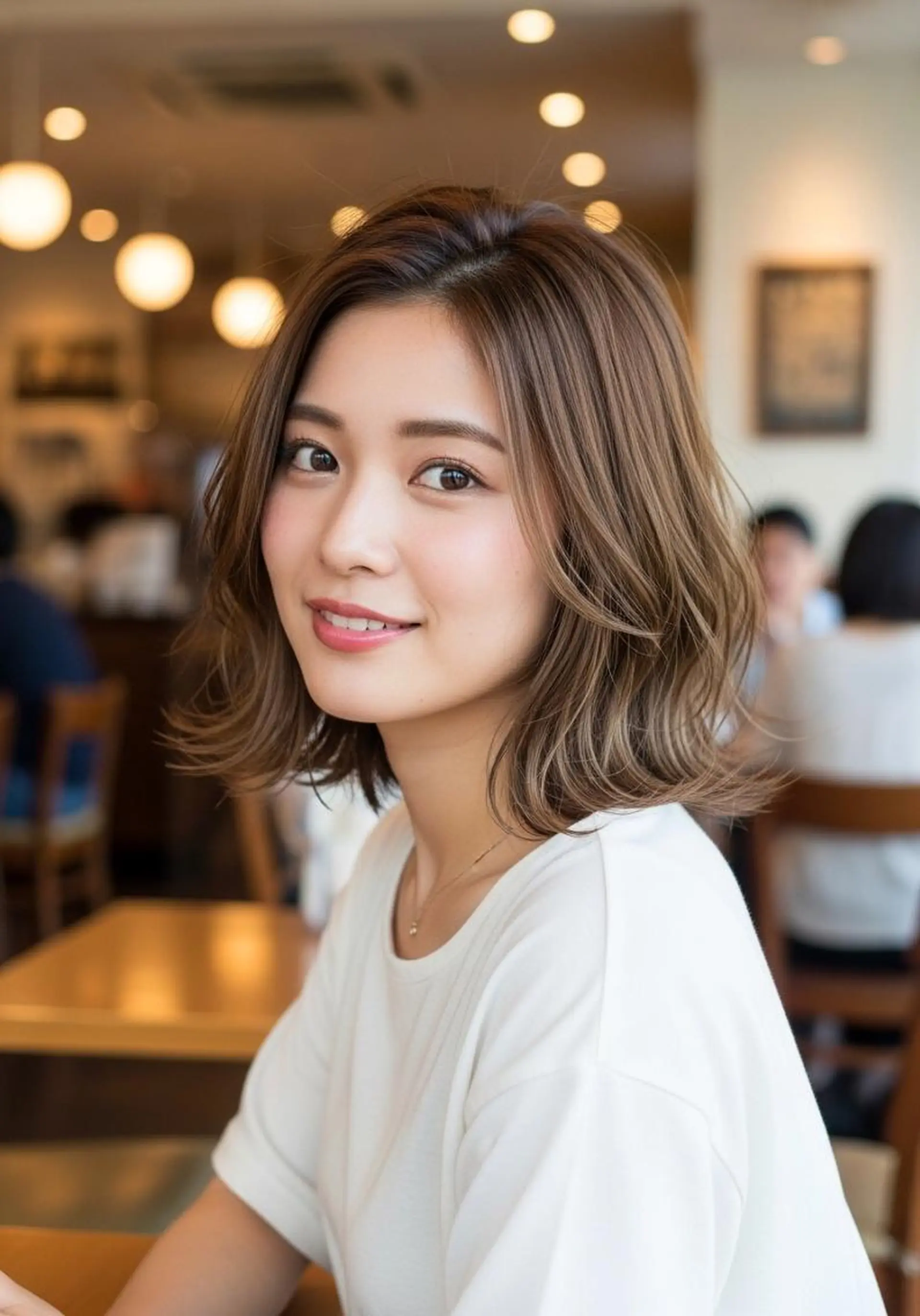 ミディアム カラー パーマ ミディアムパーマ 髪質改善 レイヤーカット トリートメント ヘアカラー トリートメント なつみ La  Paceのヘアスタイル