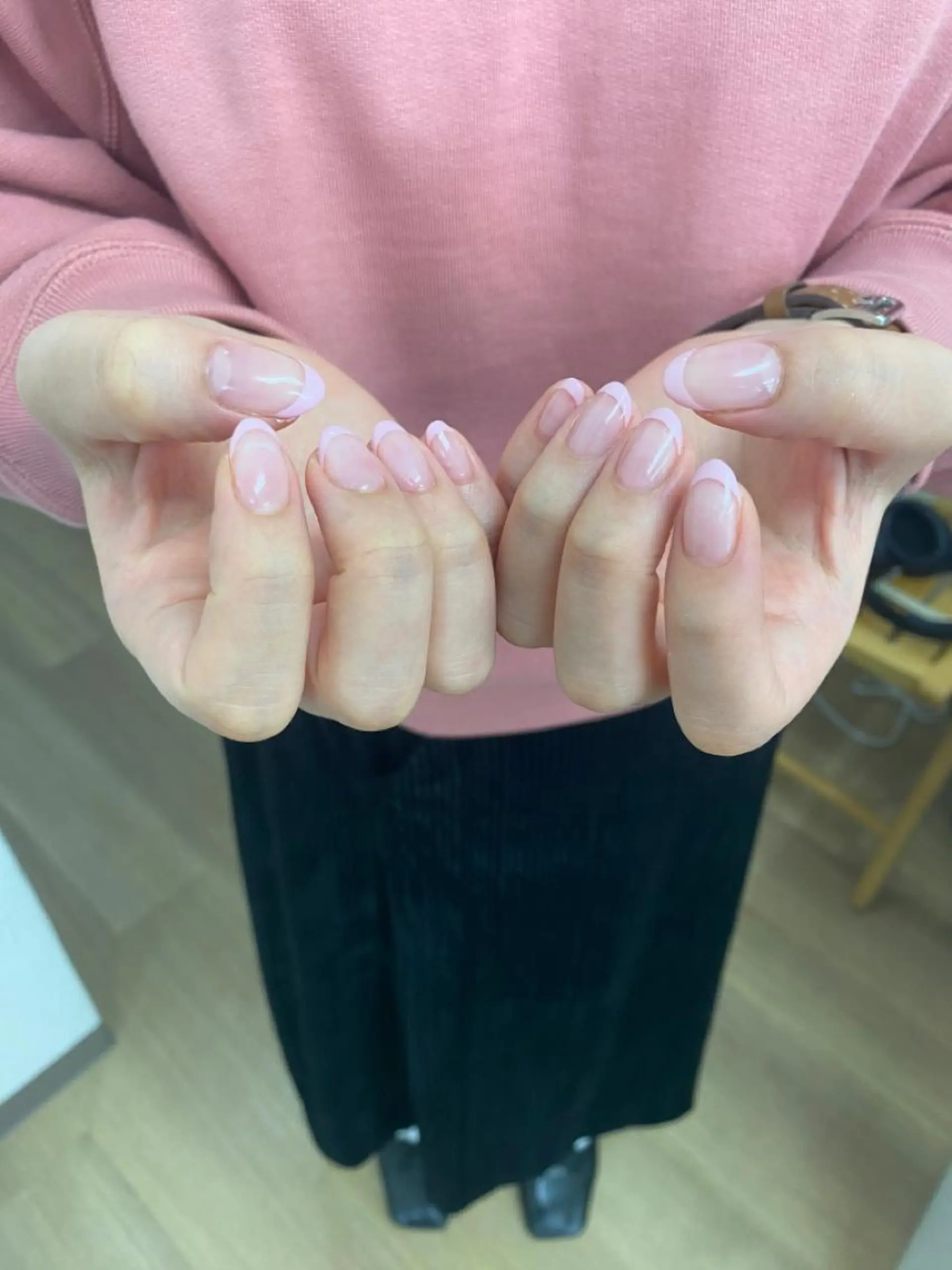 ネイル クリアネイル フレンチネイル ピンク 春ネイル isobe yuiのネイルデザイン