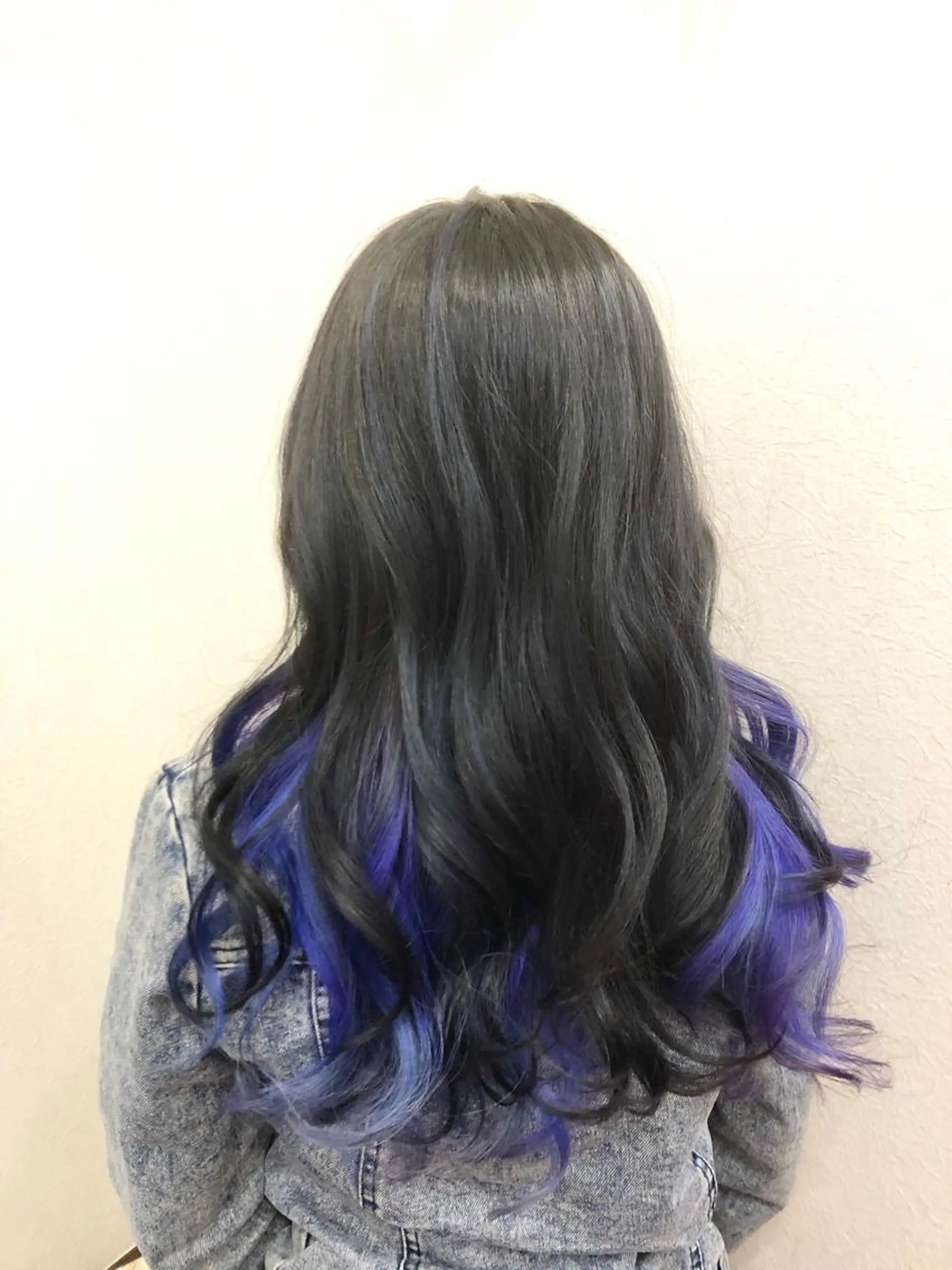 ロング カラー ヘアアレンジ 黒髪 ブルーカラー ブルーパープル ブルーブラック パープルカラー Asian Hair &Eyebrowのヘアスタイル