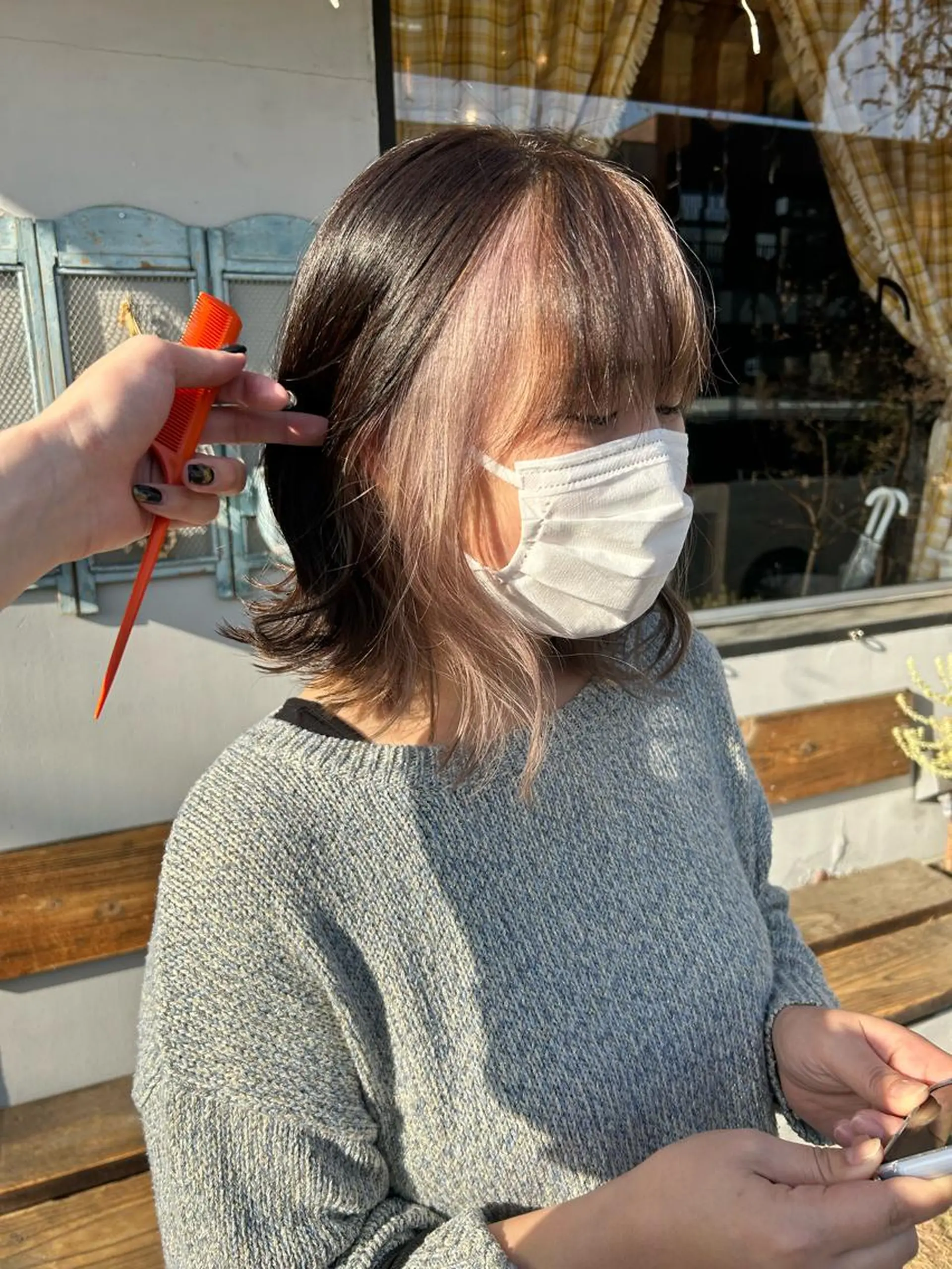 ミディアム ヘアカラー 問屋町chapter 日笠快生のヘアスタイル