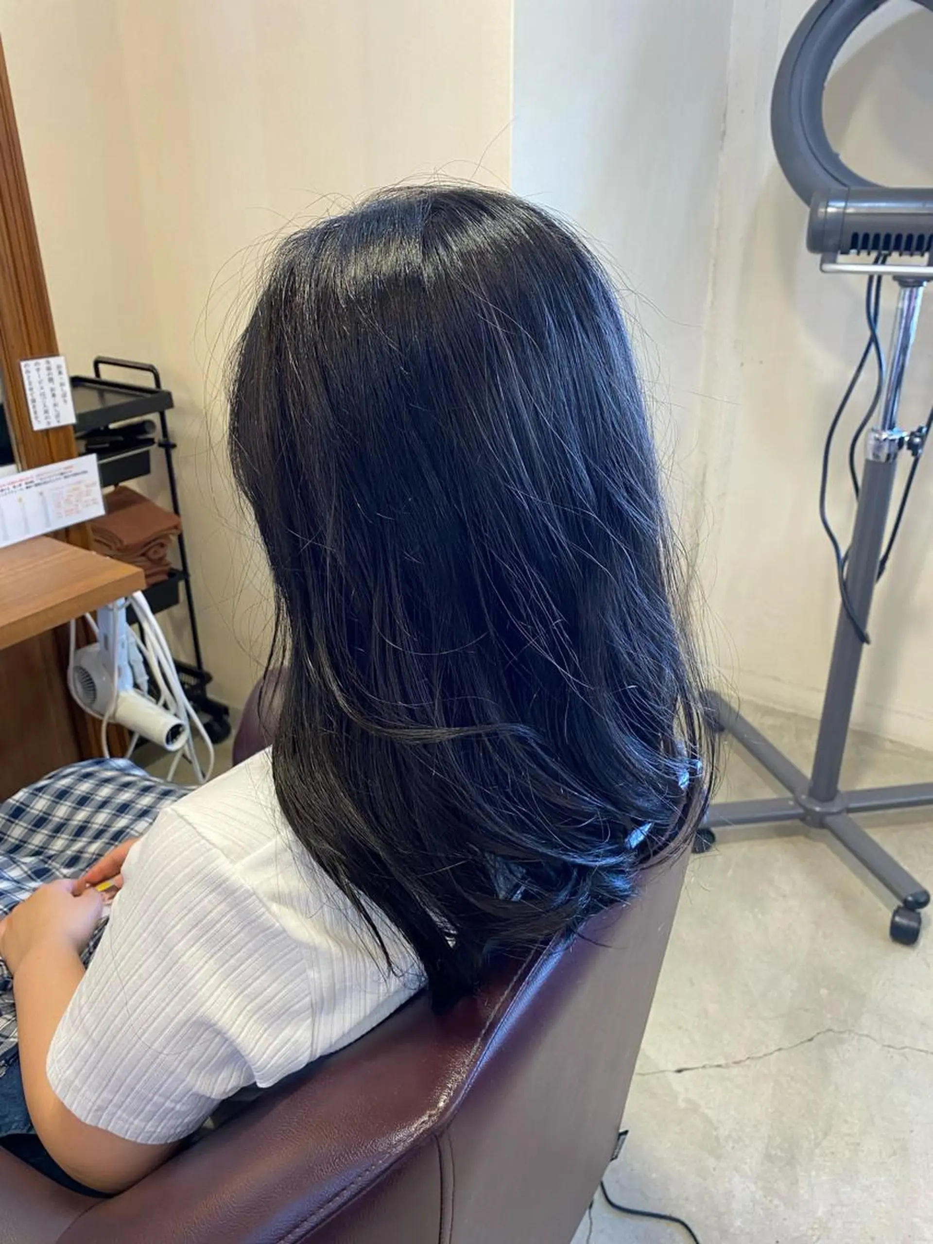 セミロング カラー ヘアアレンジ アッシュ 黒髪 ブリーチ ブルーカラー ブルーブラック カット ヘアカラー トリートメント SALOWIN京都河原町Suite店所属・外国人風レイヤー/ ハイトーンSHUのヘアスタイル