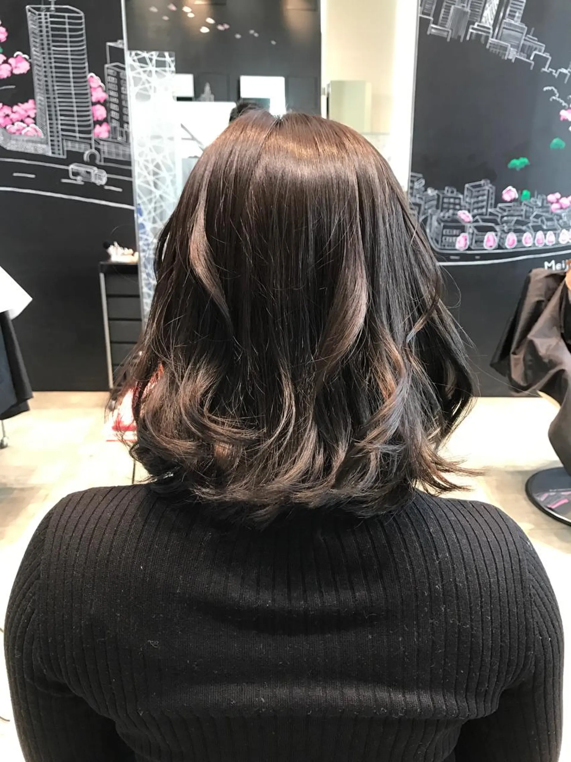 ミディアム カラー ヘアアレンジ ダークグレー ダークグレージュ グレージュ Re:ta KANZOのヘアスタイル