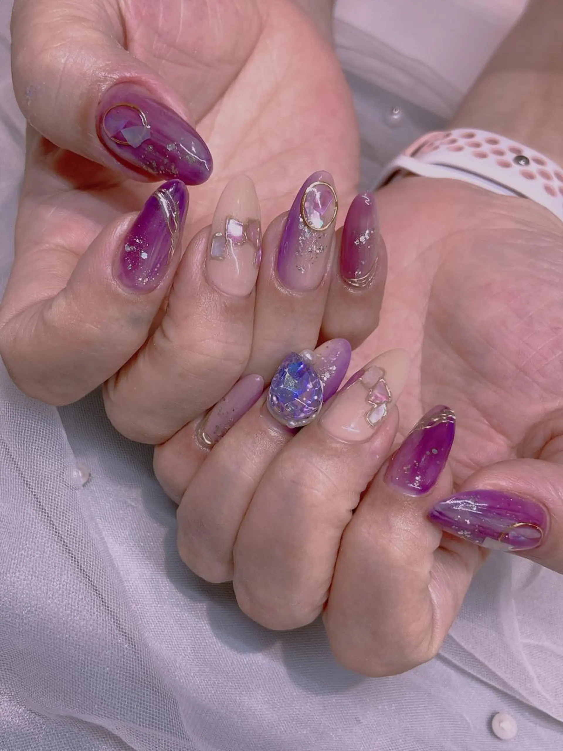 ネイル ストーンネイル 長さだし専門店 M2　rikaのネイルデザイン