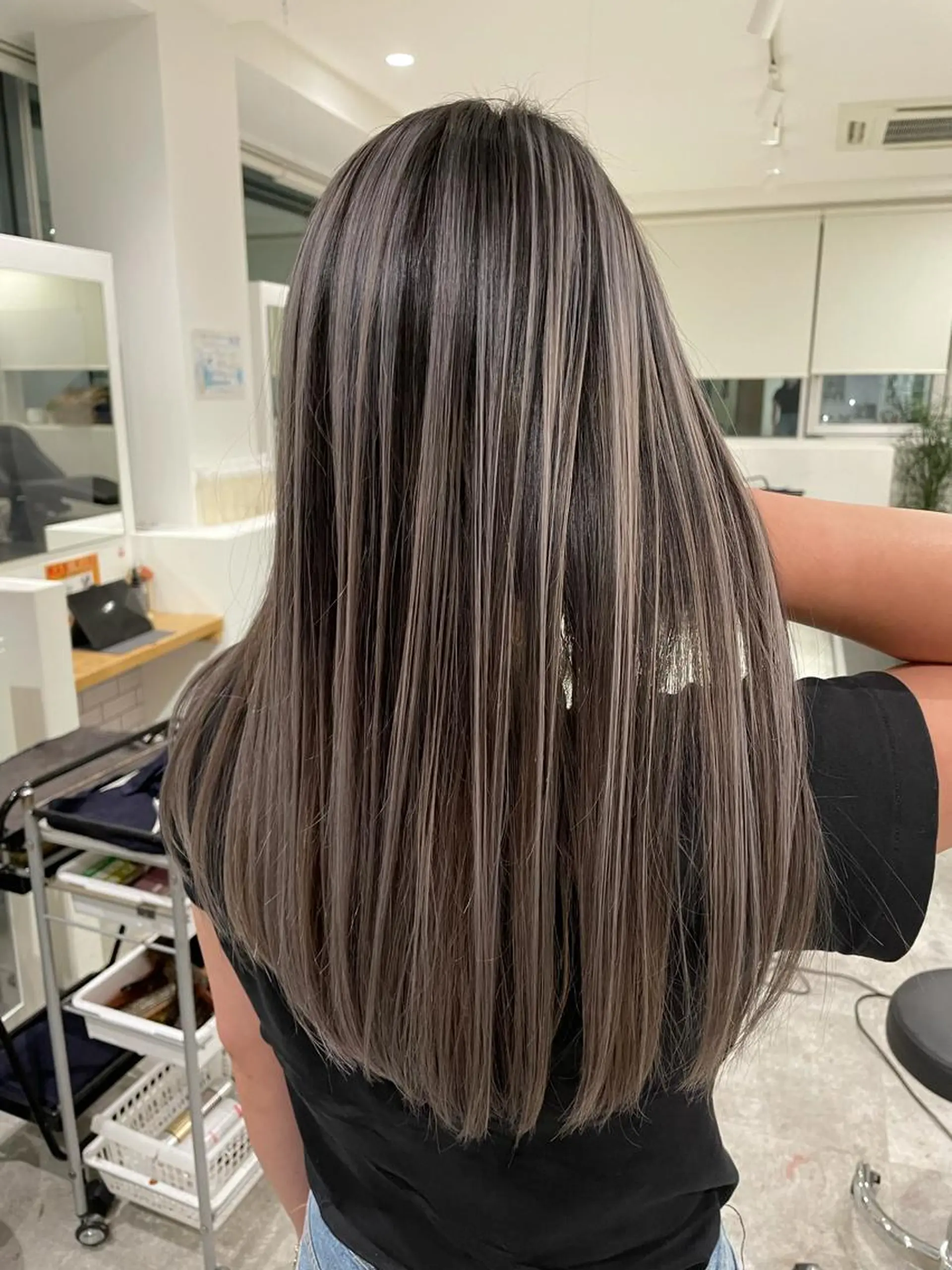 ロング カラー バレイヤージュ レイヤーカット 京都美容師 塩のヘアスタイル