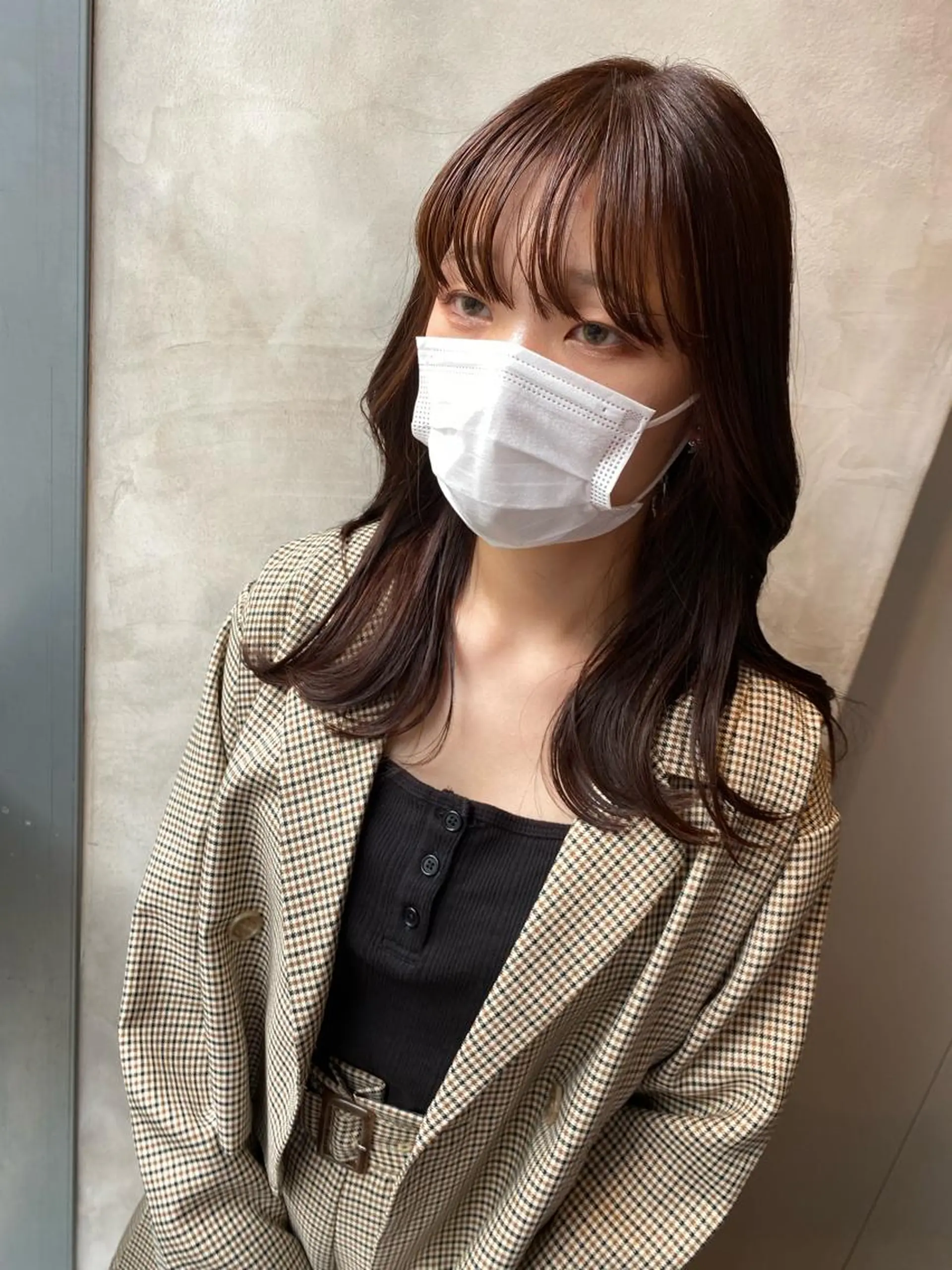 セミロング カラー ブラウンカラー オレンジ オレンジブラウン 顔周りカット 外ハネヘア keshiki大名所属・Keshiki大名 安部 真輝のヘアスタイル