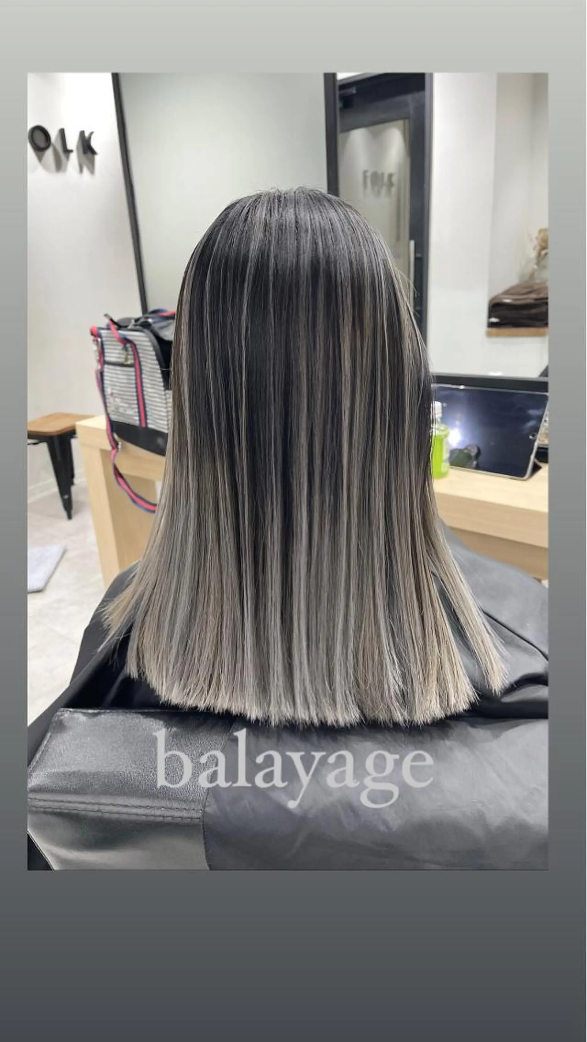 ミディアム カラー ブリーチ ヘアカラー トリートメント FOLK所属・白髪ぼかしハイライト バレイヤージュヤマトのヘアスタイル