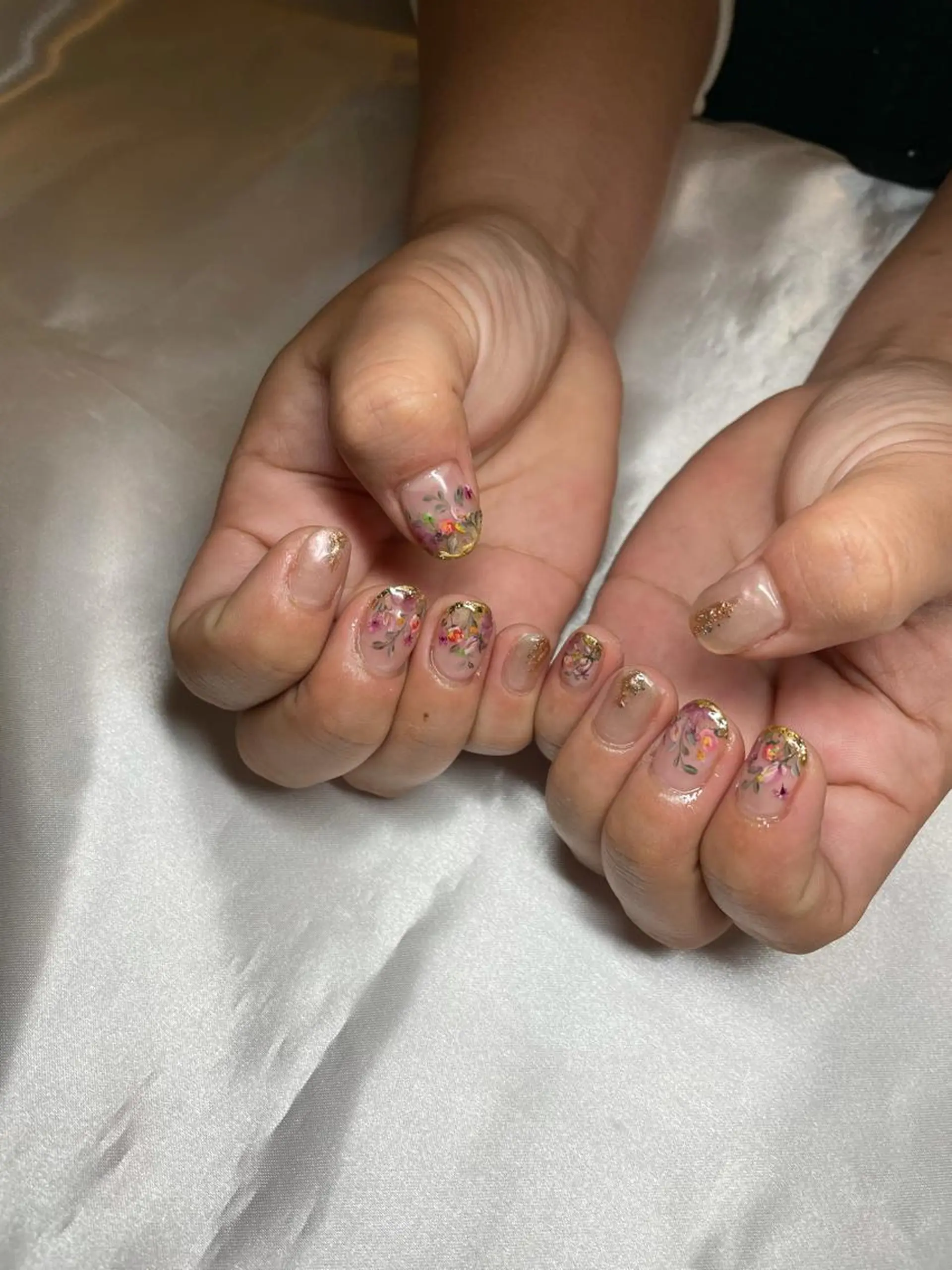 ショート カラー パーマ ヘアアレンジ メンズ キッズ ネイル マツエク・マツパ フラワーネイル nail&eye Aoのマツエク・マツパデザイン