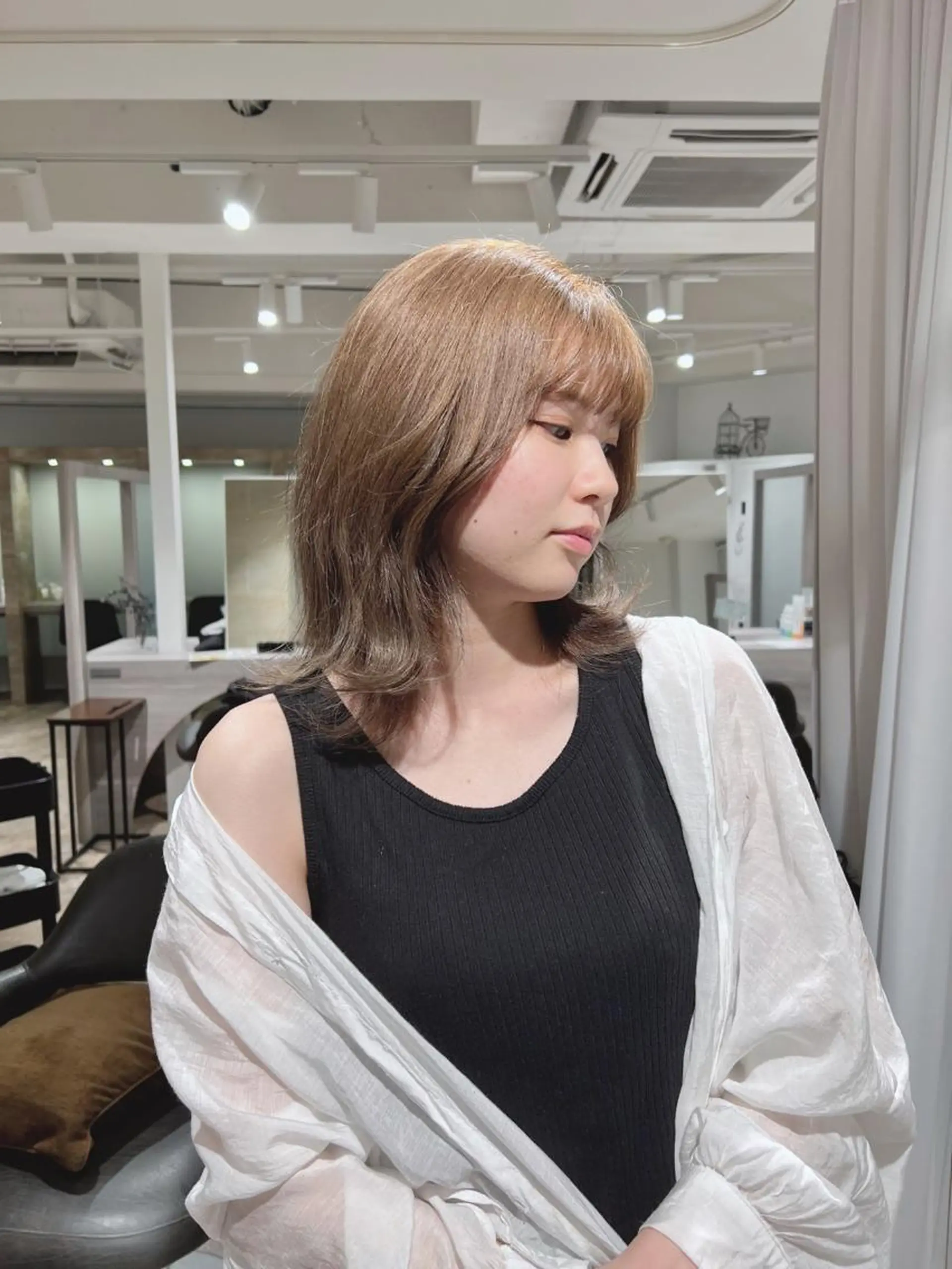 ミディアム カラー ヘアカラー トリートメント 宮原 佳苗のヘアスタイル