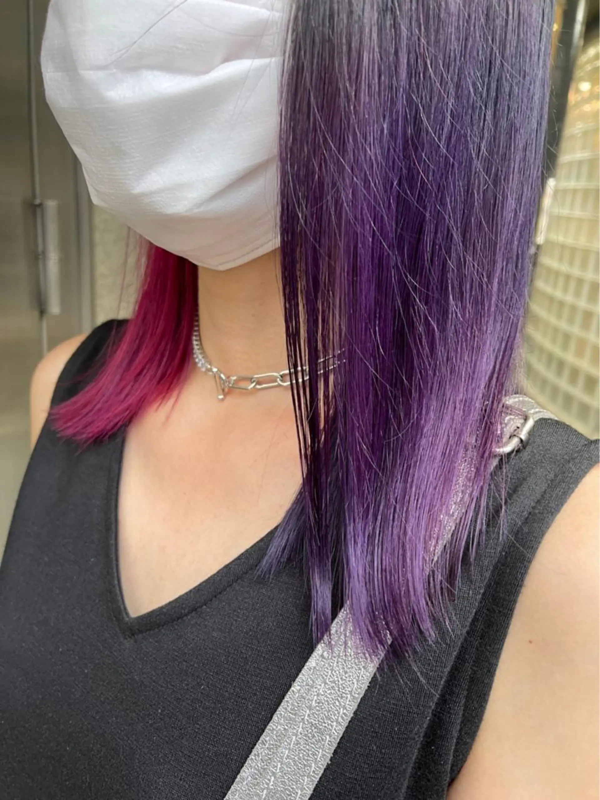 ミディアム カラー 梅田ハイトーン チダ ヒナノのヘアスタイル