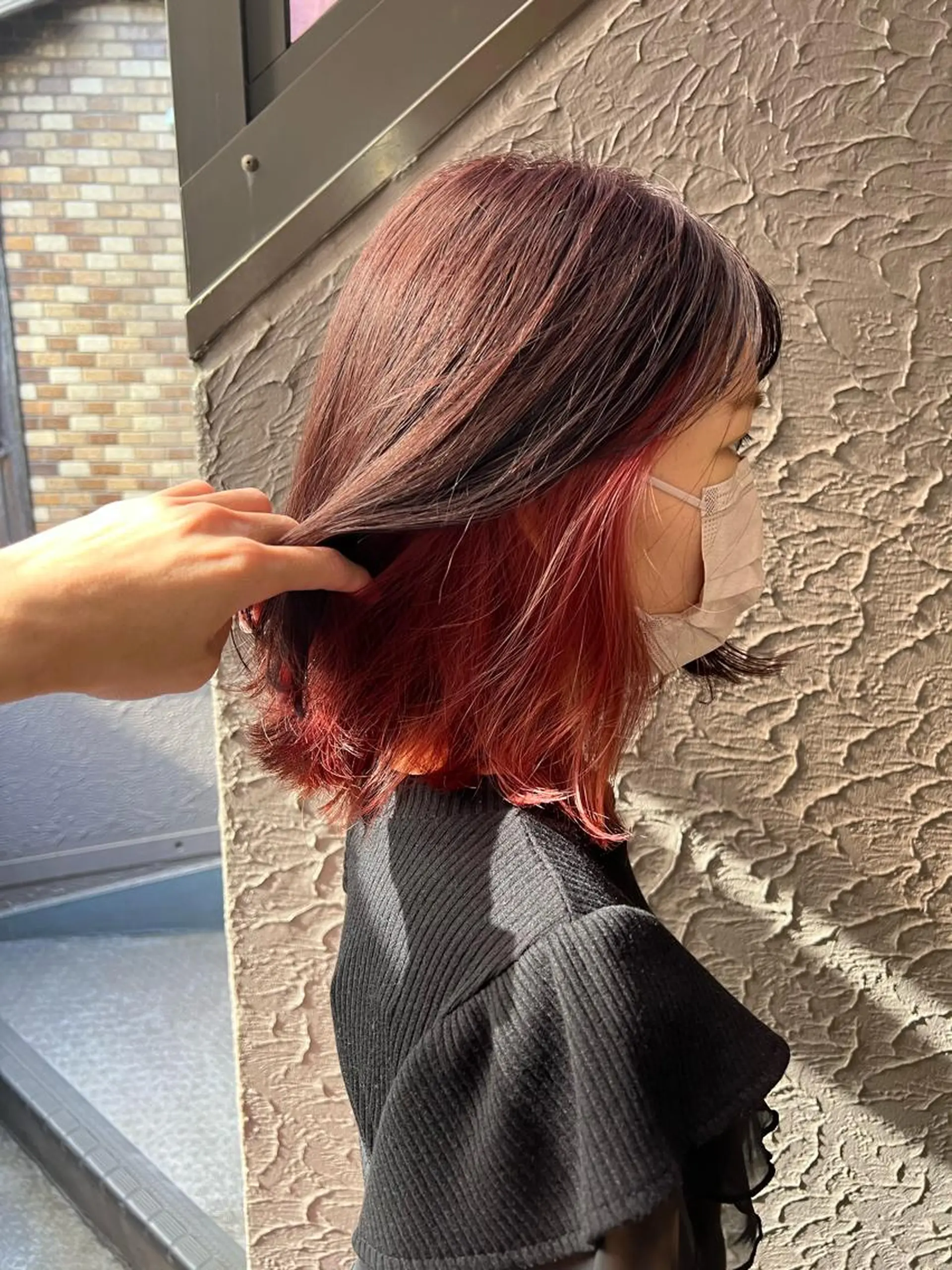 ミディアム カラー ブリーチ インナーカラー ピンクカラー レッドカラー ace share salon所属・韓国風パーマ/ 菅沼 成郷のヘアスタイル