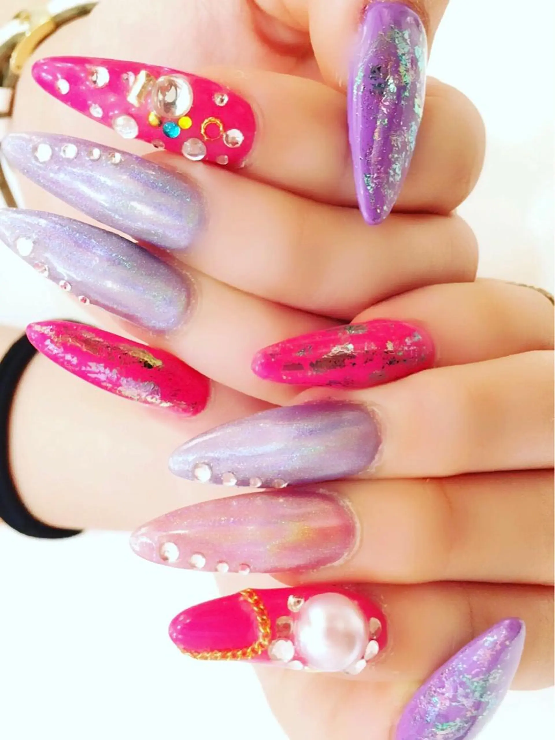 ロング カラー メンズ キッズ ネイル ロング ジェルネイル キラキラネイル ロングネイル スカルプネイル NAILSGOGO shibuyaのネイルデザイン