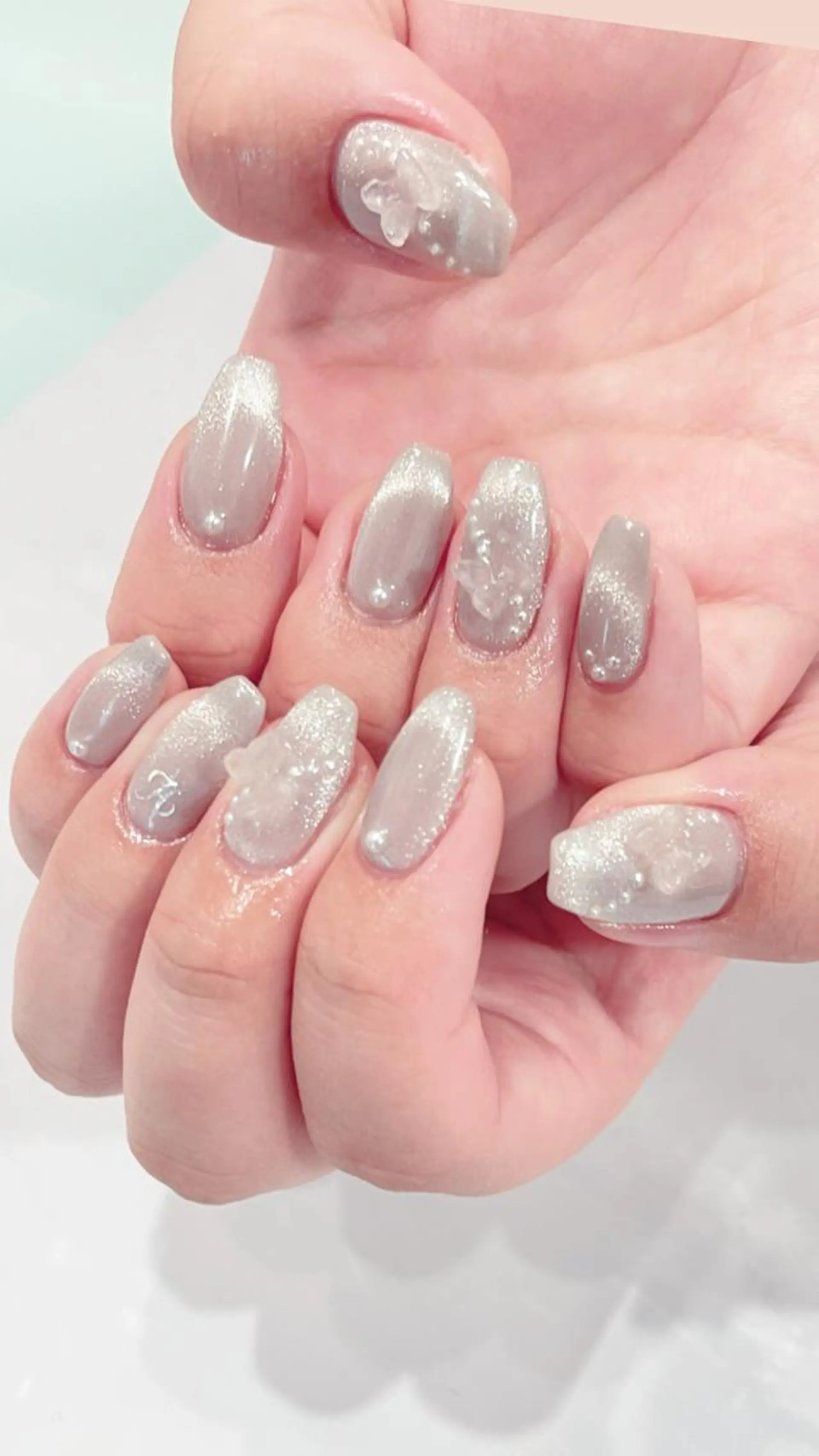 ネイル フレンチネイル キラキラネイル マグネットネイル マグネットフレンチ ワンホンネイル nail salon CIELのネイルデザイン