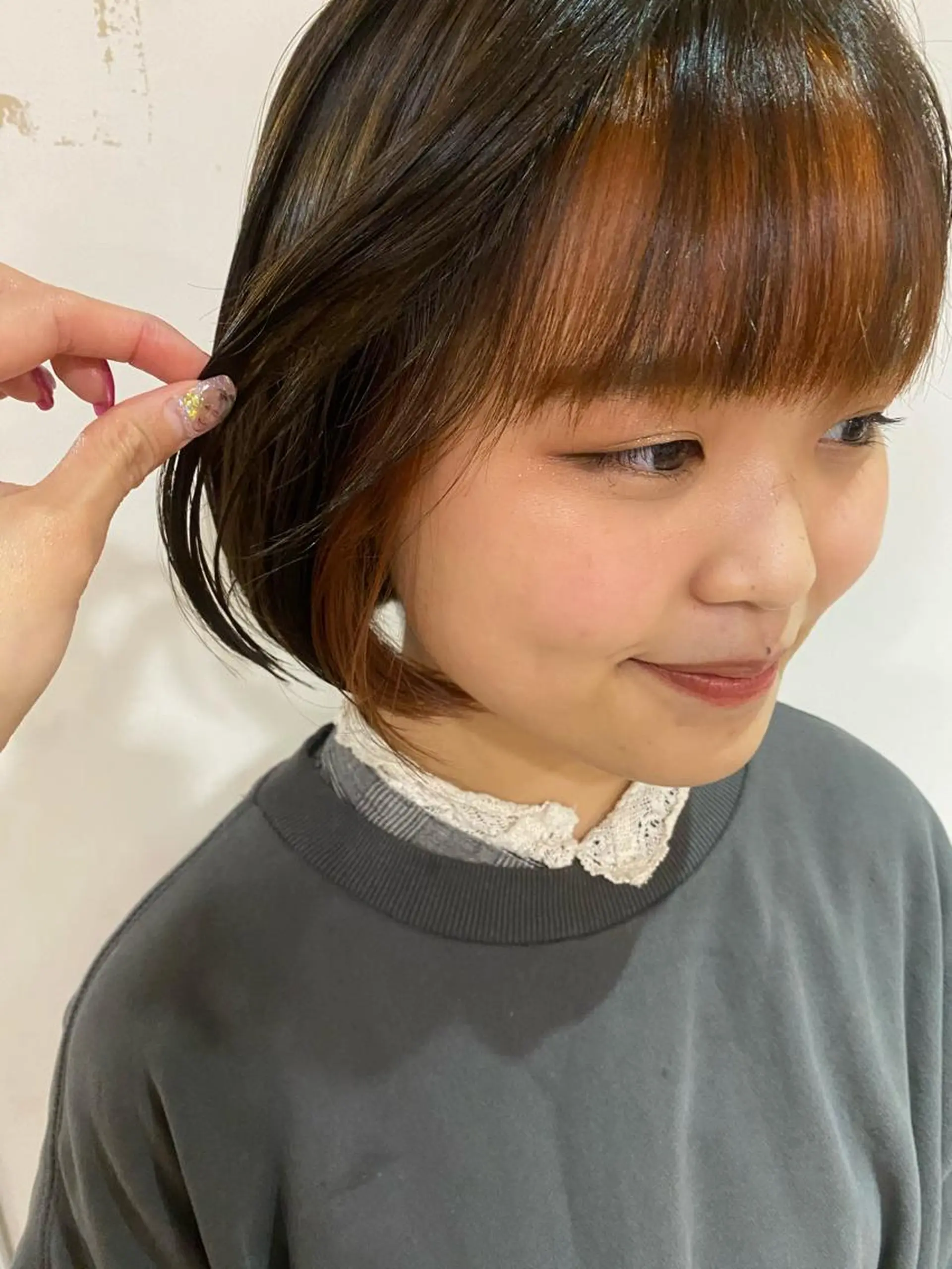 ショート カラー インナーカラー オレンジ 💚 nao💚のヘアスタイル