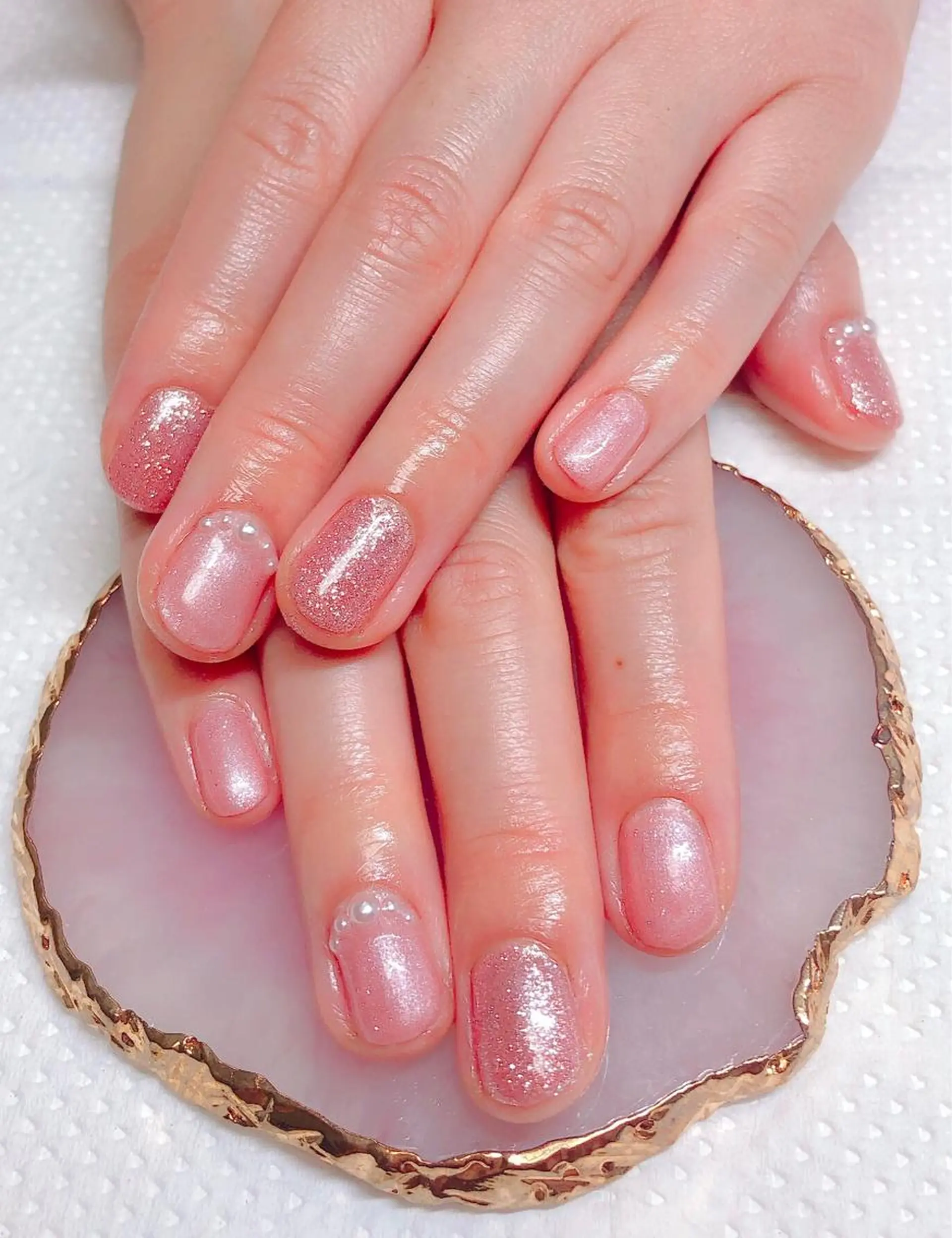 ネイル ピンク ピンクベージュ ハンドネイル CROWN プライベートサロンのネイルデザイン