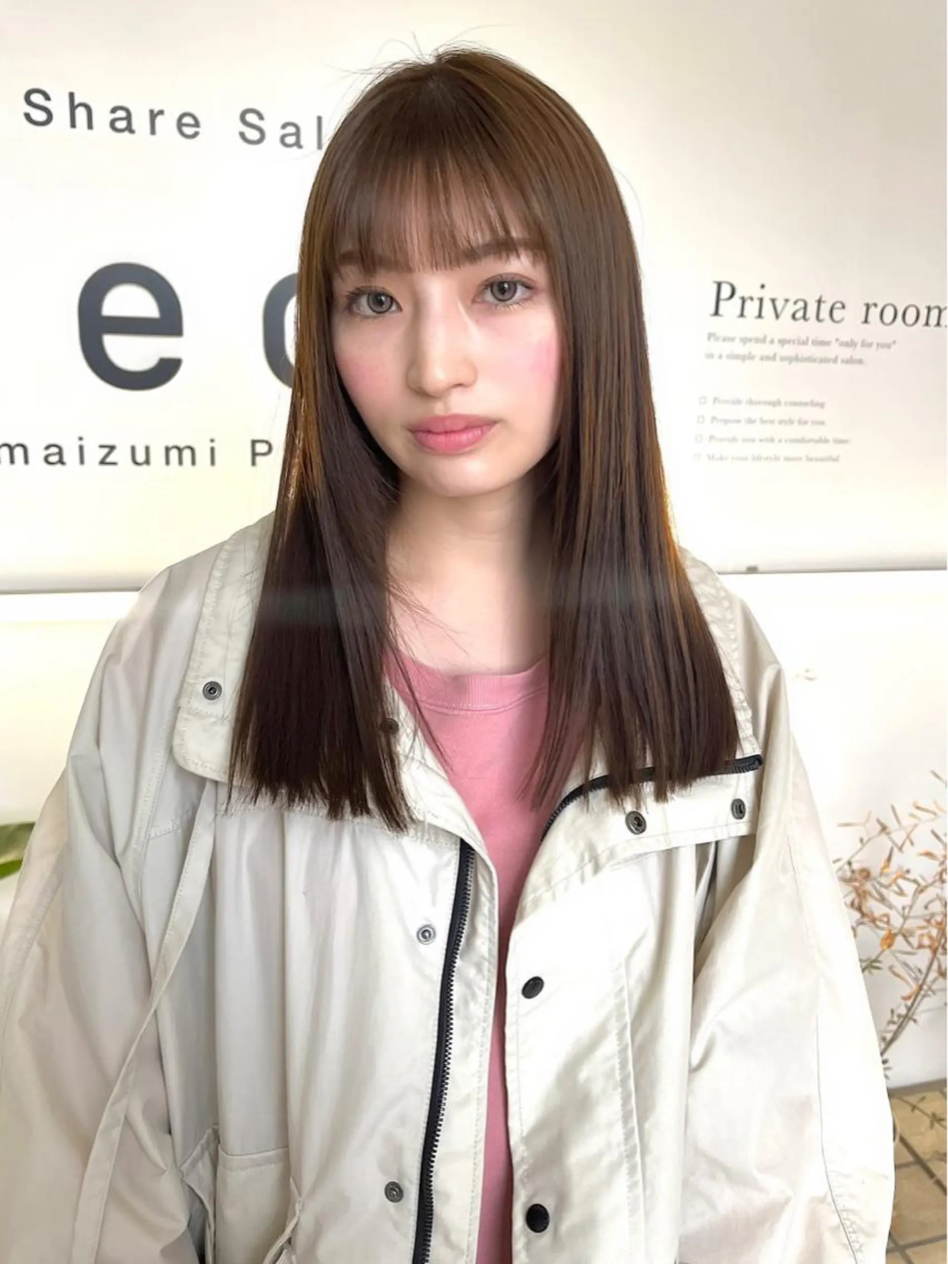 セミロング カラー ヘアアレンジ umu.［韓国ヘア /ダウンパーマ］のヘアスタイル