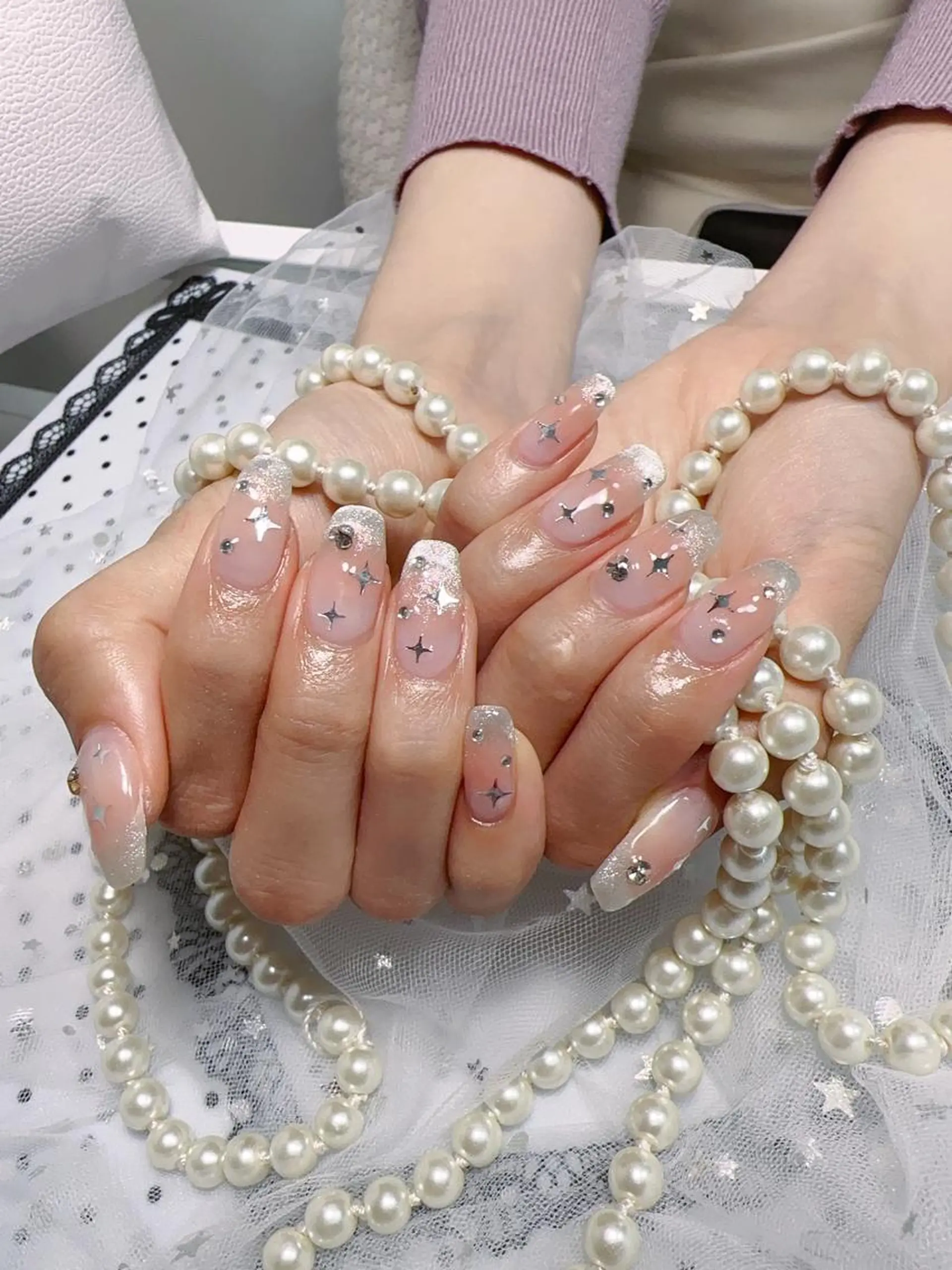 ネイル オーロラネイル チークネイル 長さ出し フレンチネイル ジェルネイル MUSES  NAIL  SALON所属・MUSES ネイルのネイルデザイン