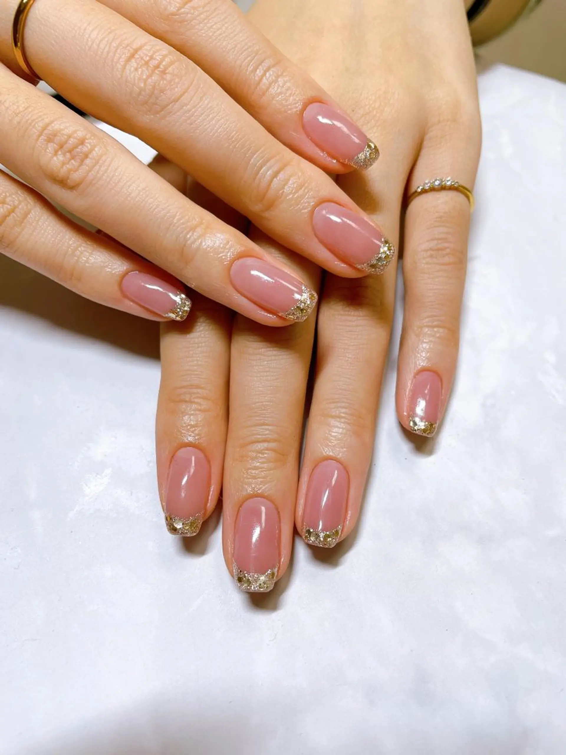 ネイル フレンチネイル ラメ(グリッター) ハンドネイル nail＆eye YUMIのマツエク・マツパデザイン