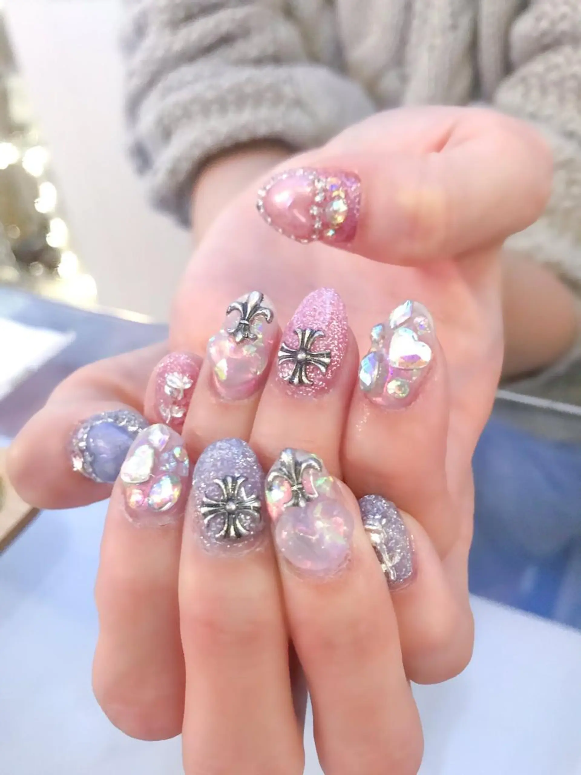 ネイル オーロラネイル ジェルネイル ハート キラキラネイル 韓国ネイル Nyanco Nailのネイルデザイン