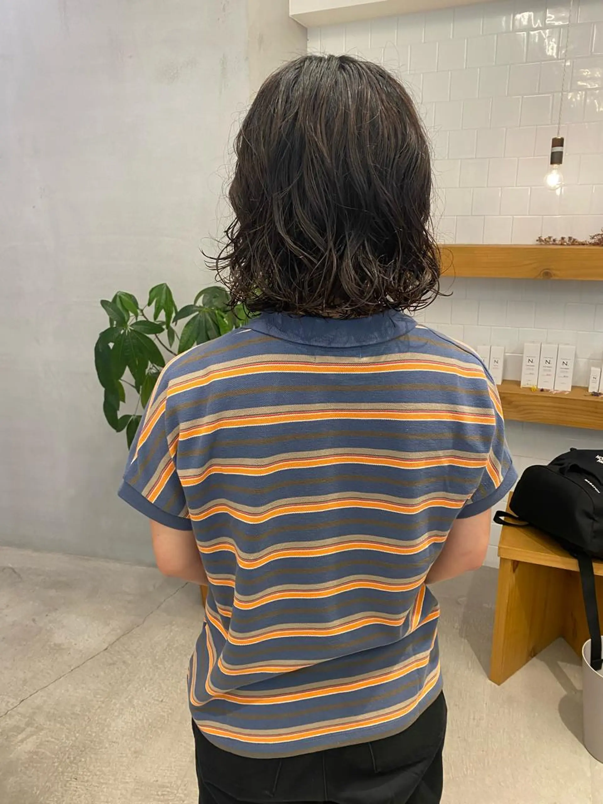 ミディアム カラー パーマ ミディアムパーマ ボブ 、 、のヘアスタイル