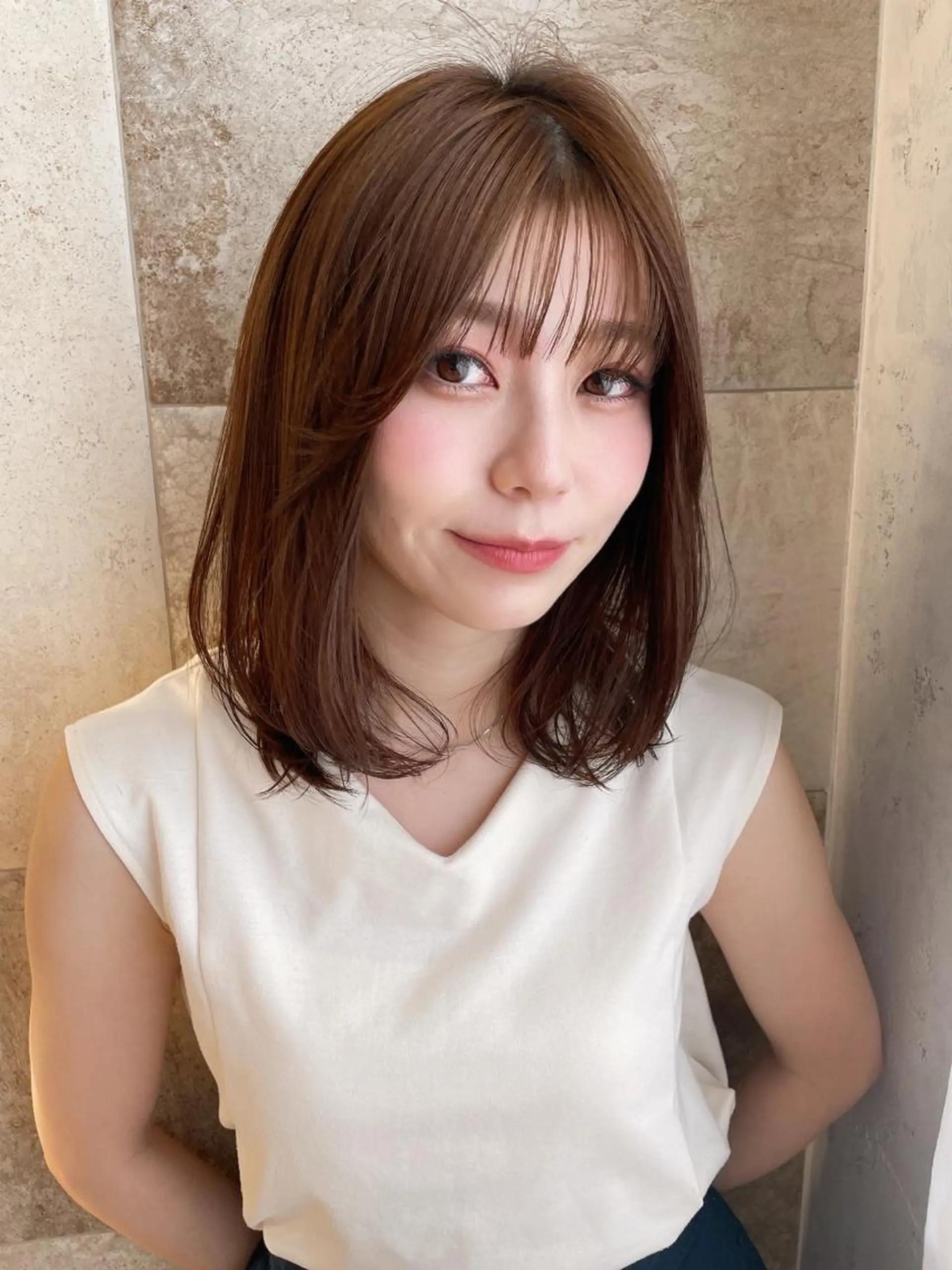 ミディアム カラー 似合わせカット ヘアカラー トリートメント 韓国ヘア/髪質改善 /Harunaのヘアスタイル