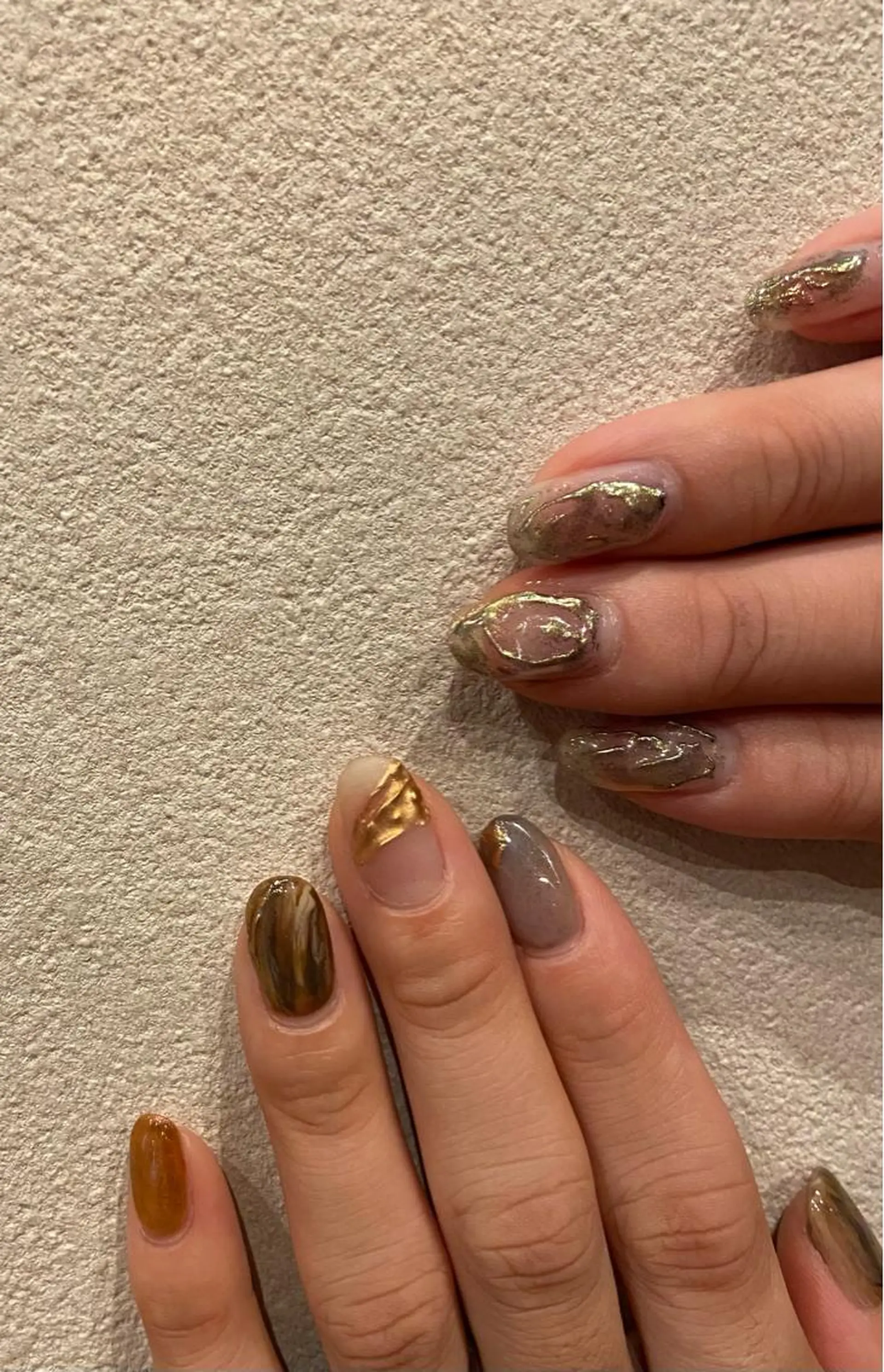 ネイル アートネイル ブラウン マットネイル ミラーネイル . unffのネイルデザイン