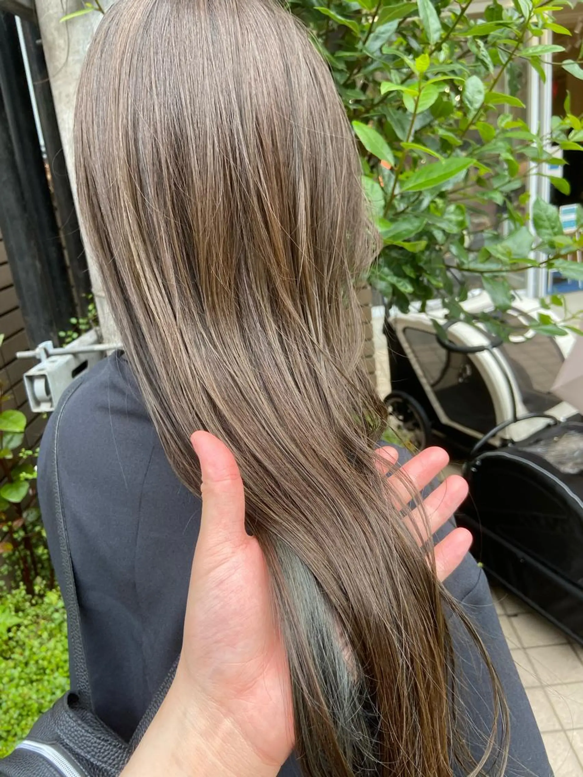 ロング カラー ブリーチ グレージュ ハイトーンカラー オリーブカラー オレンジ 松尾太樹 【pia】福岡美容室のヘアスタイル