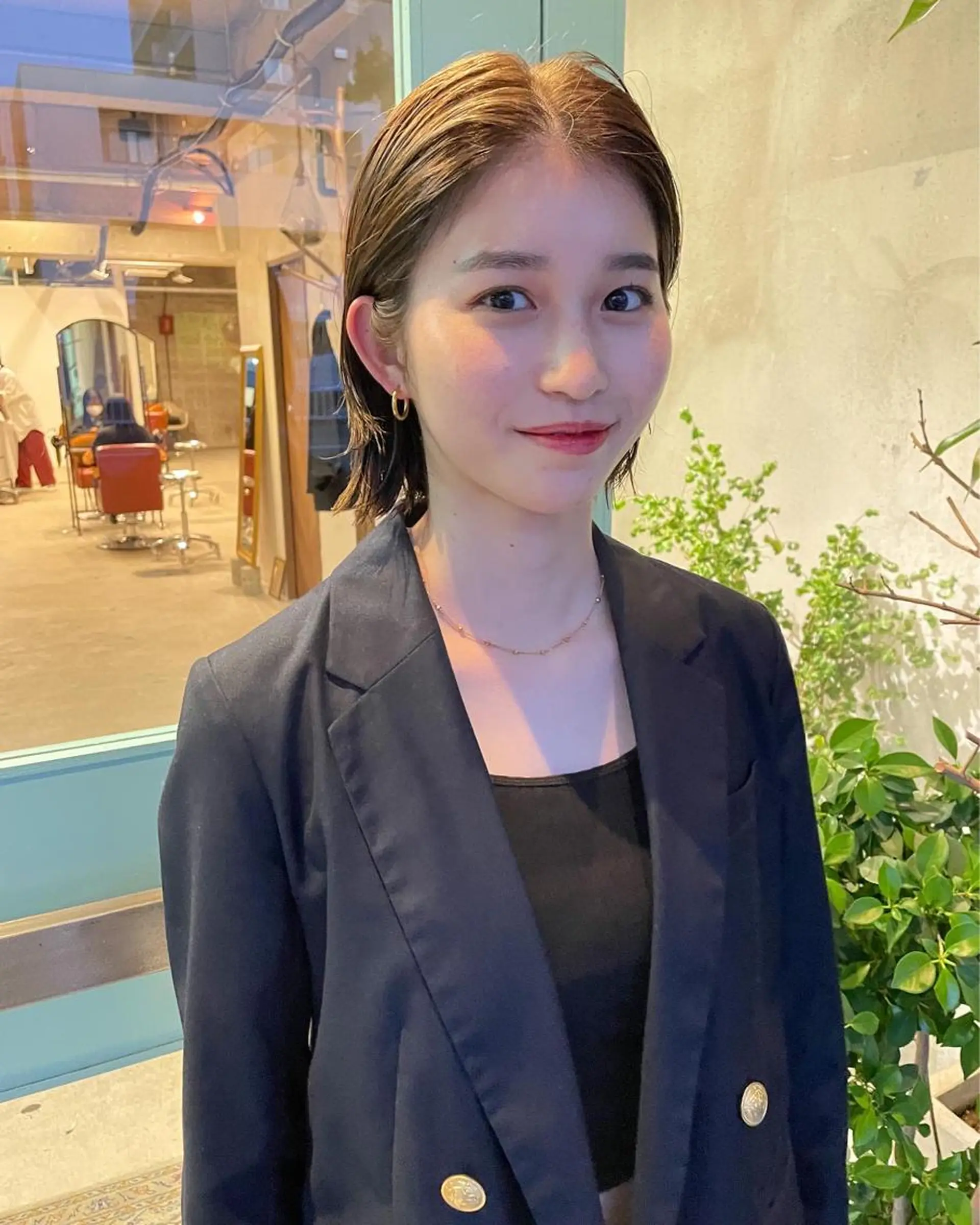 ショート カラー パーマ/レイヤー 岩山丈一郎のヘアスタイル