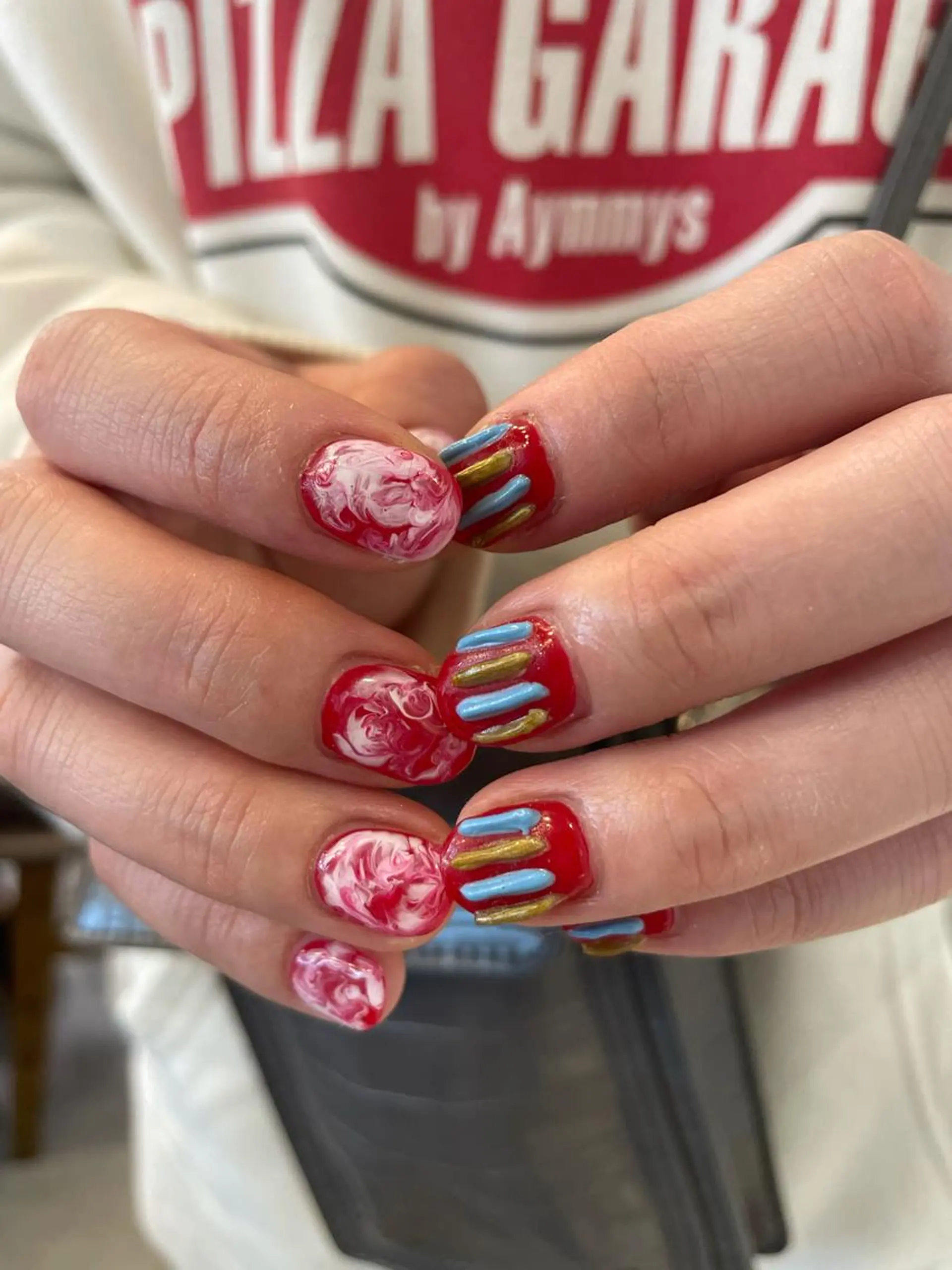 ネイル 大理石ネイル(マーブル) ハンドネイル hair&nail ☯️アイリ☯️のネイルデザイン