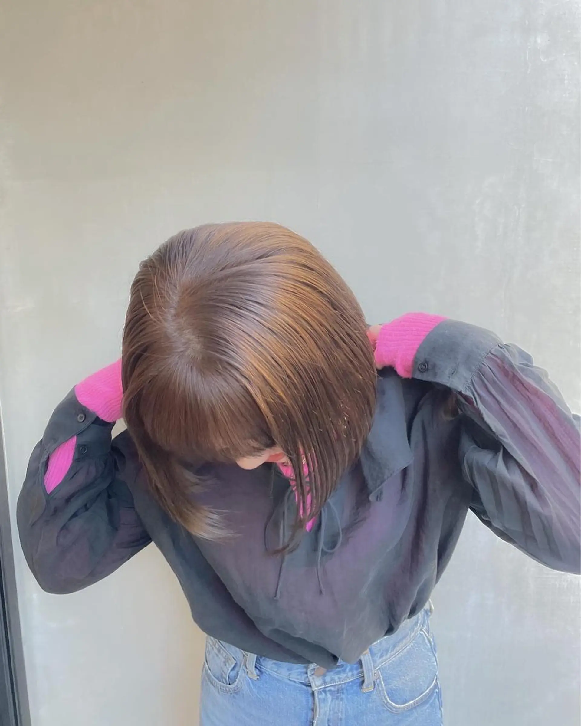 ミディアム カラー ブリーチ 透明感カラー 板谷みさき /艶ボブ/藤沢美容室のヘアスタイル