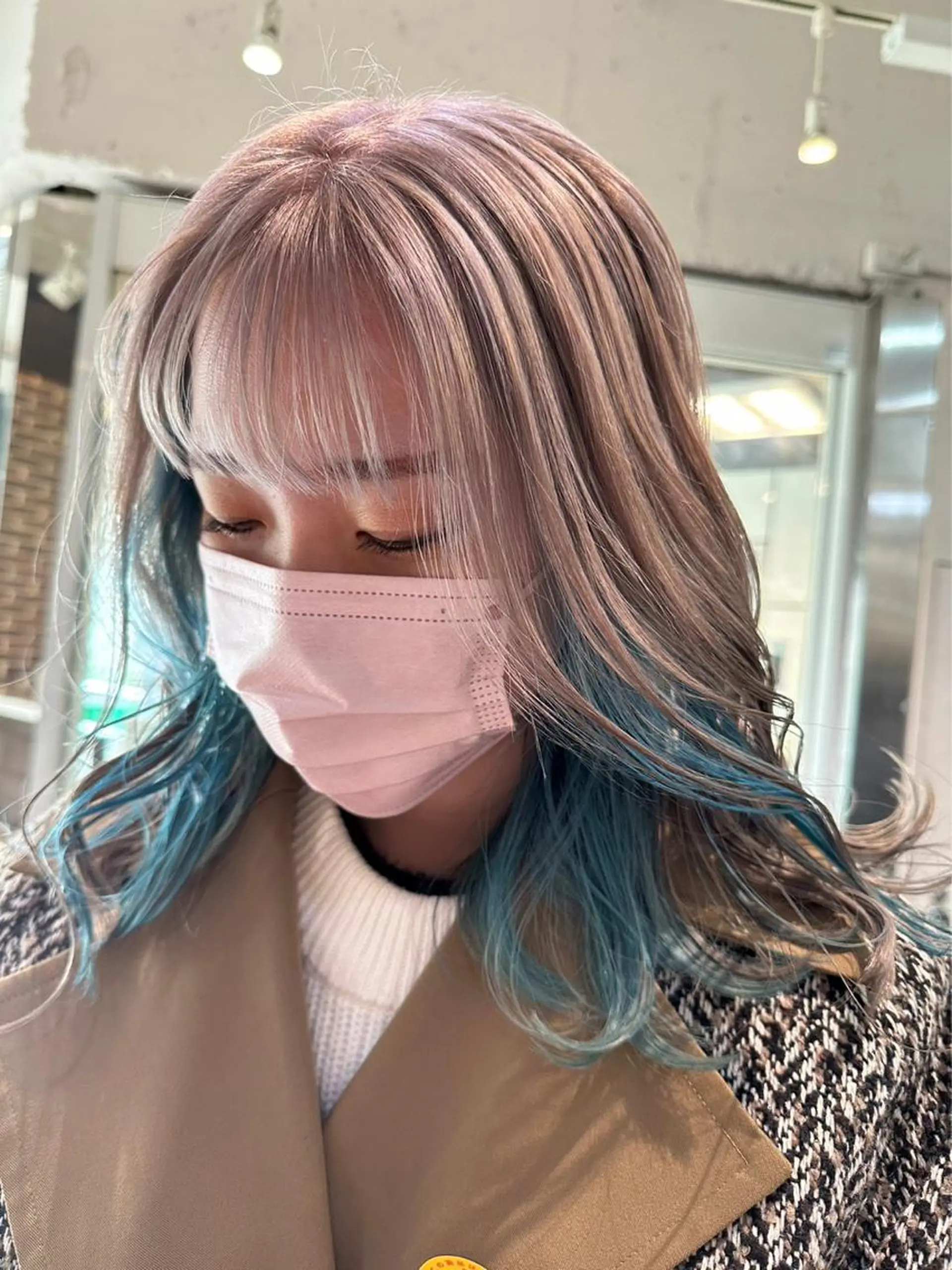 セミロング カラー ブリーチ ケアブリーチ 透明感カラー デザインカラー ダブルカラー メンズ特化/マツエク AYAKA🌙のヘアスタイル