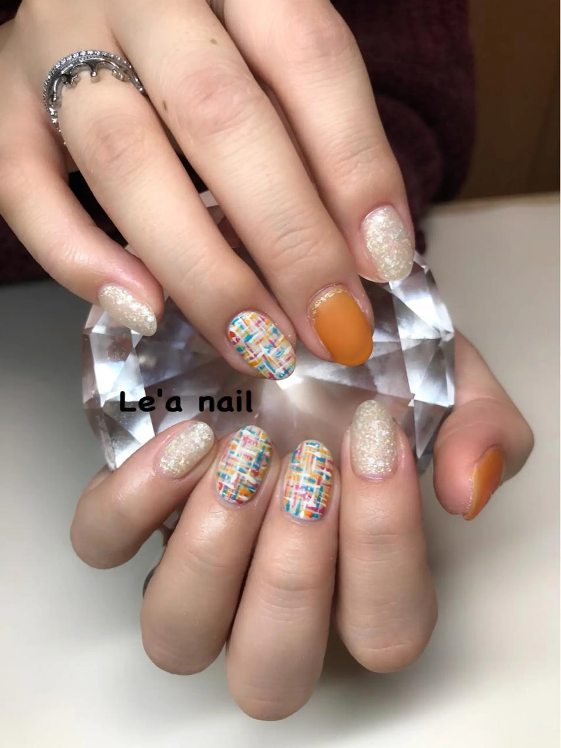 ネイル ツイードネイル 'mm所属・'mm  (ミリ) ＭＡＮＡＭＩのネイルデザイン