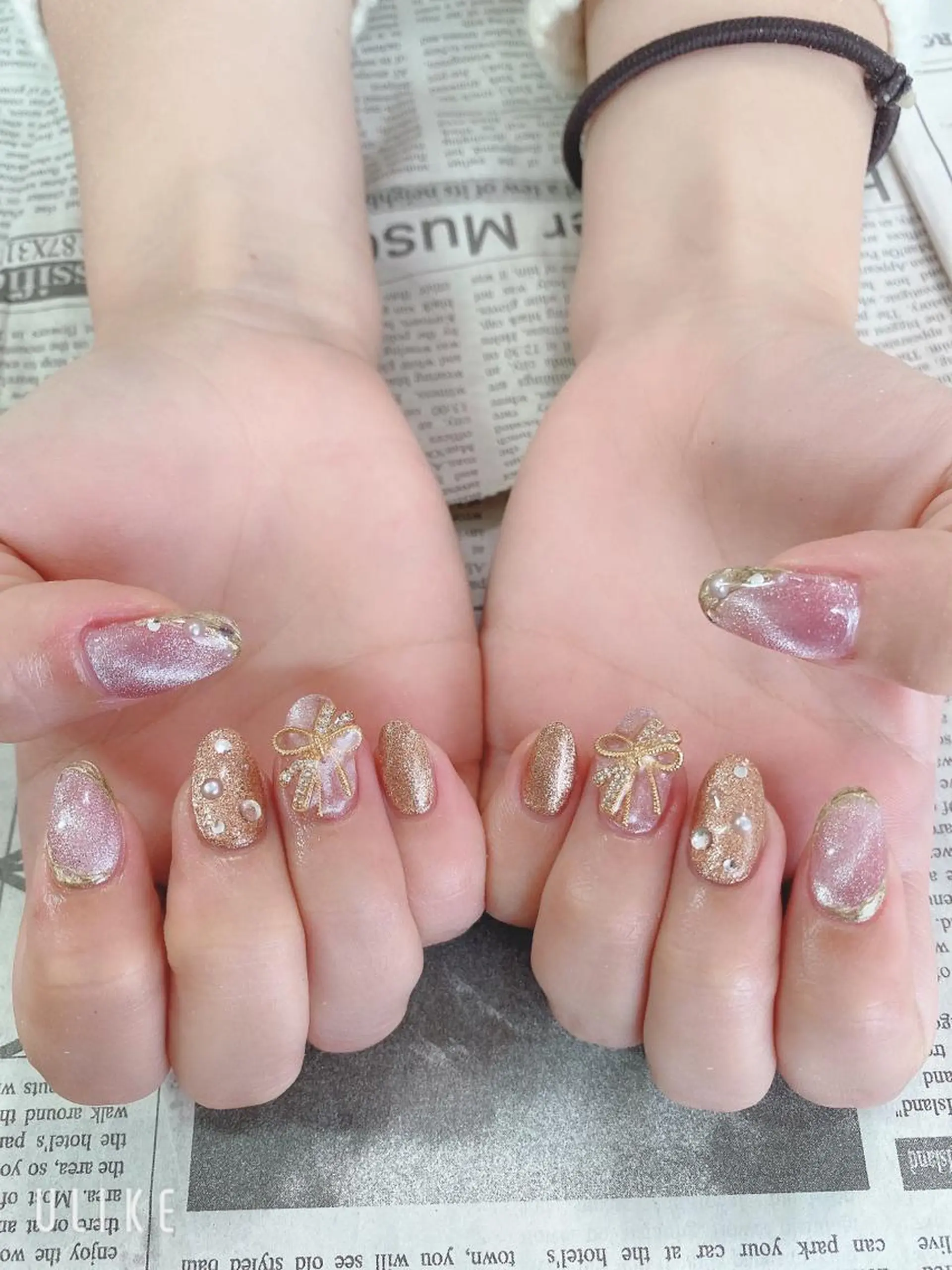 ネイル リボン ハンドネイル ハンドケア 森山 舞のネイルデザイン