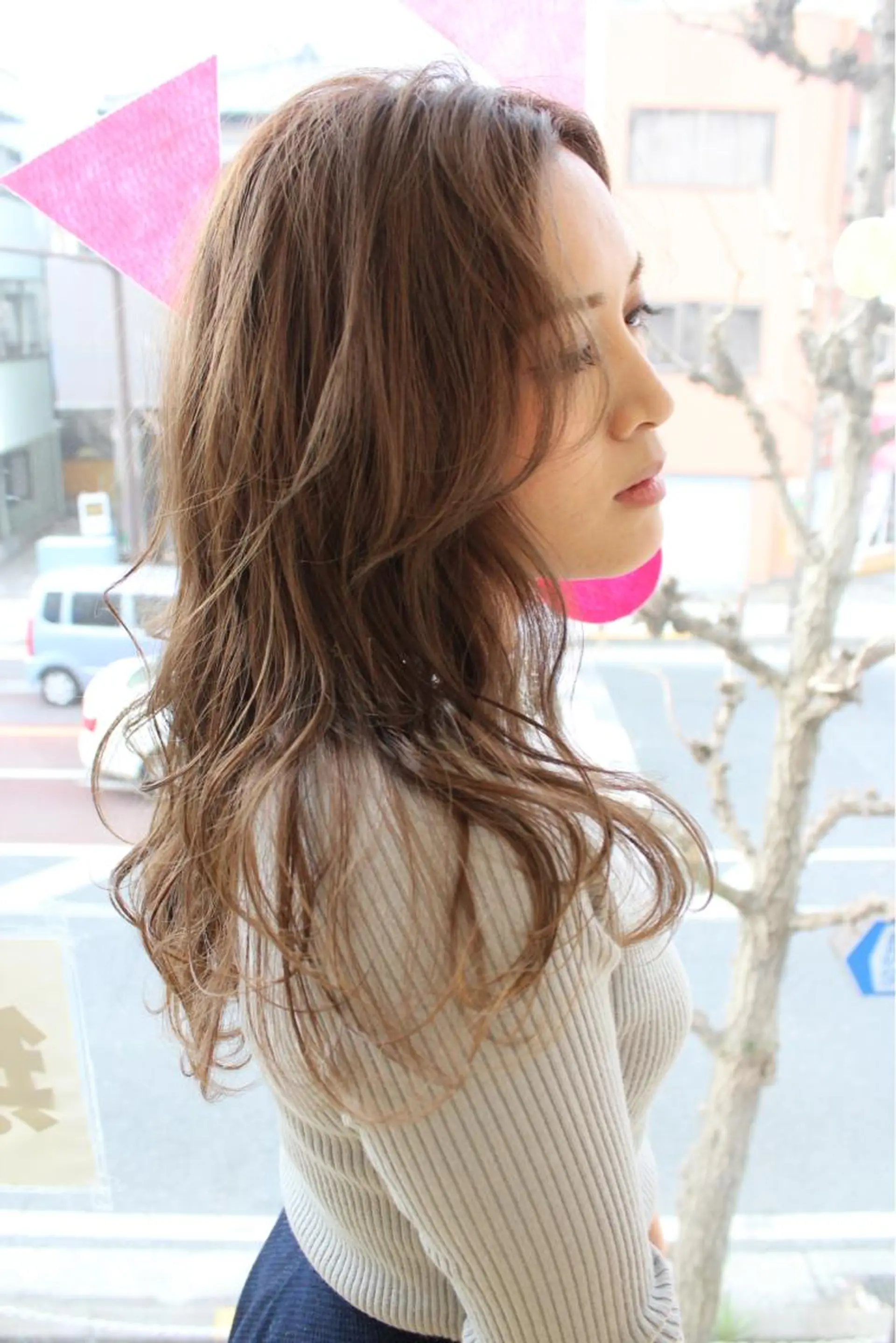 ロング カラー パーマ ハイライトカラー ハイライト 🌹ハッシュカット、 レイヤー韓国ヘア🌹のヘアスタイル