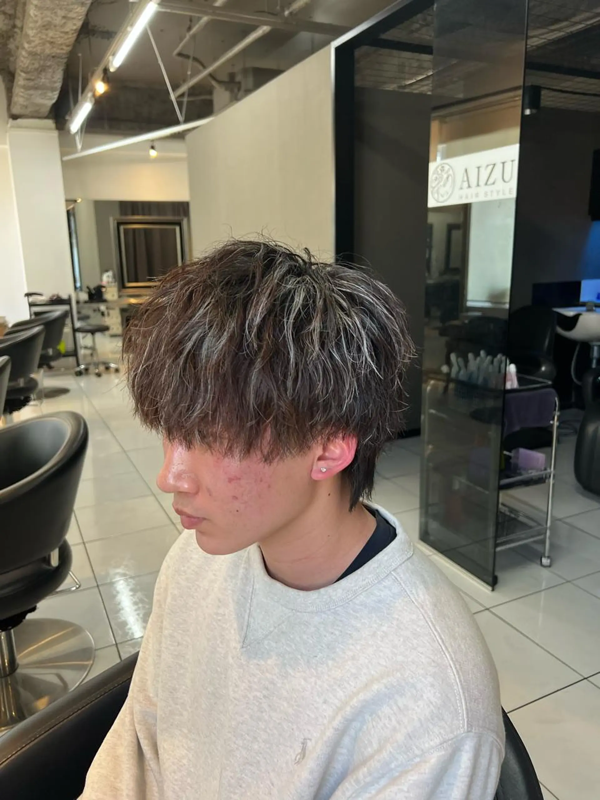 カラー パーマ メンズ メンズメッシュ メンズパーマ メッシュ パーマ特化美容師 茂木広幸のヘアスタイル