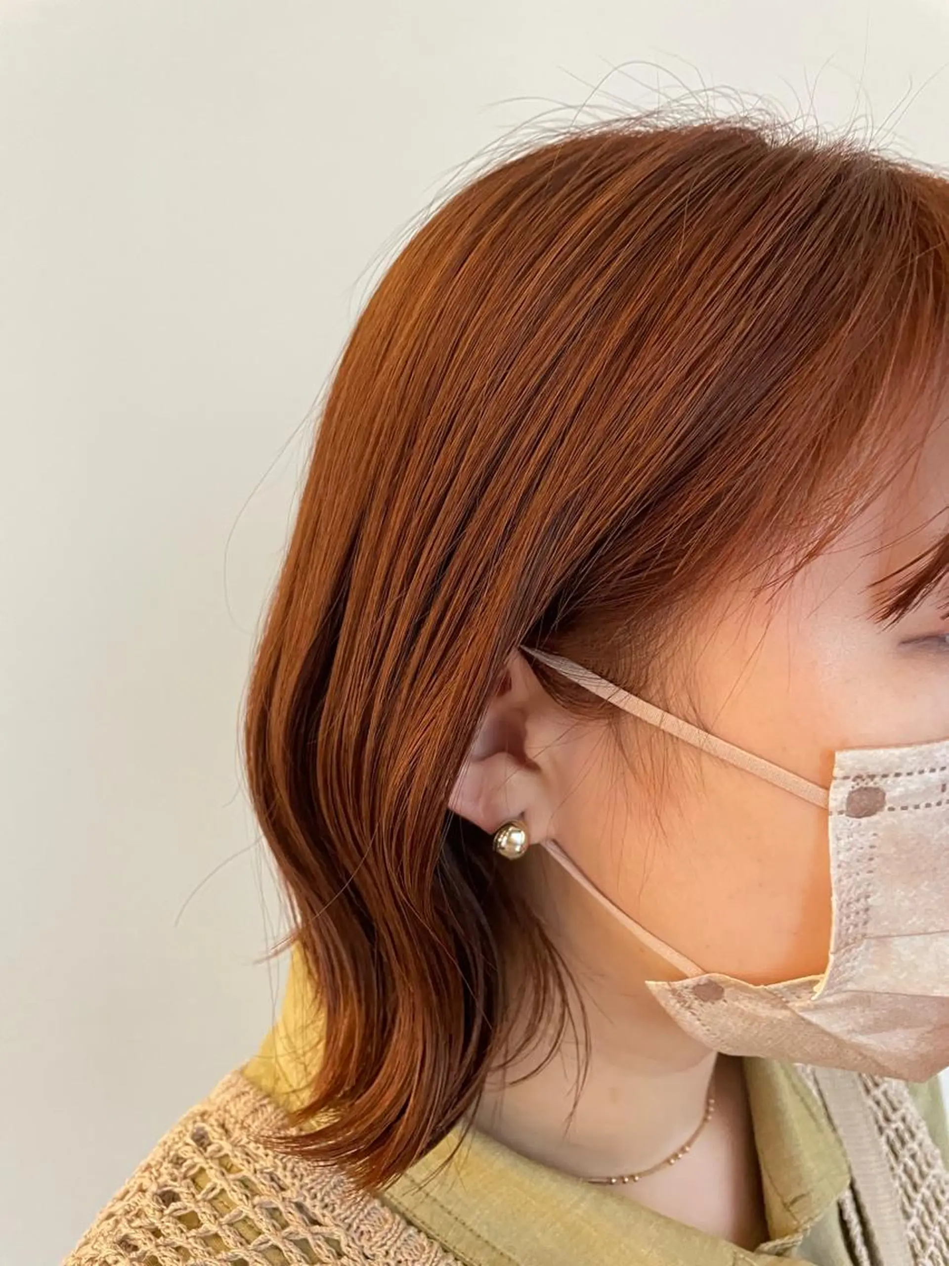 ミディアム カラー ブラウンカラー オレンジ オレンジブラウン TIECHEL所属・韓国ナチュラル・ ベージュ/落合夏希のヘアスタイル