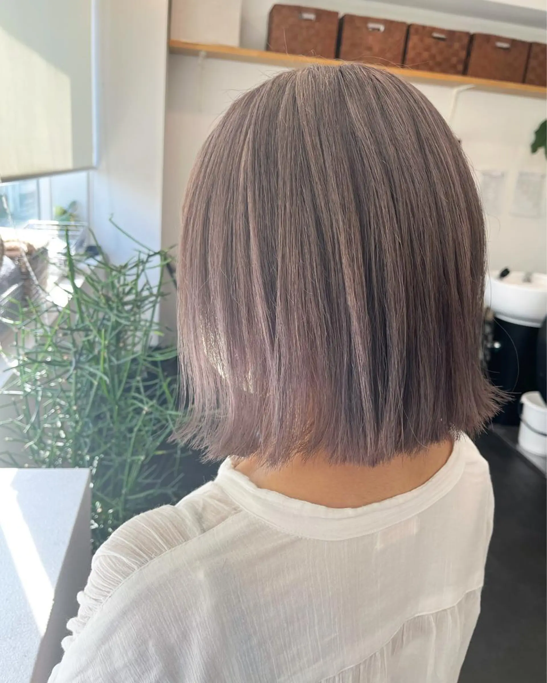 ミディアム カラー ベージュカラー ピンクカラー ピンクベージュ JIL BLAN 京都所属・RU RIのヘアスタイル