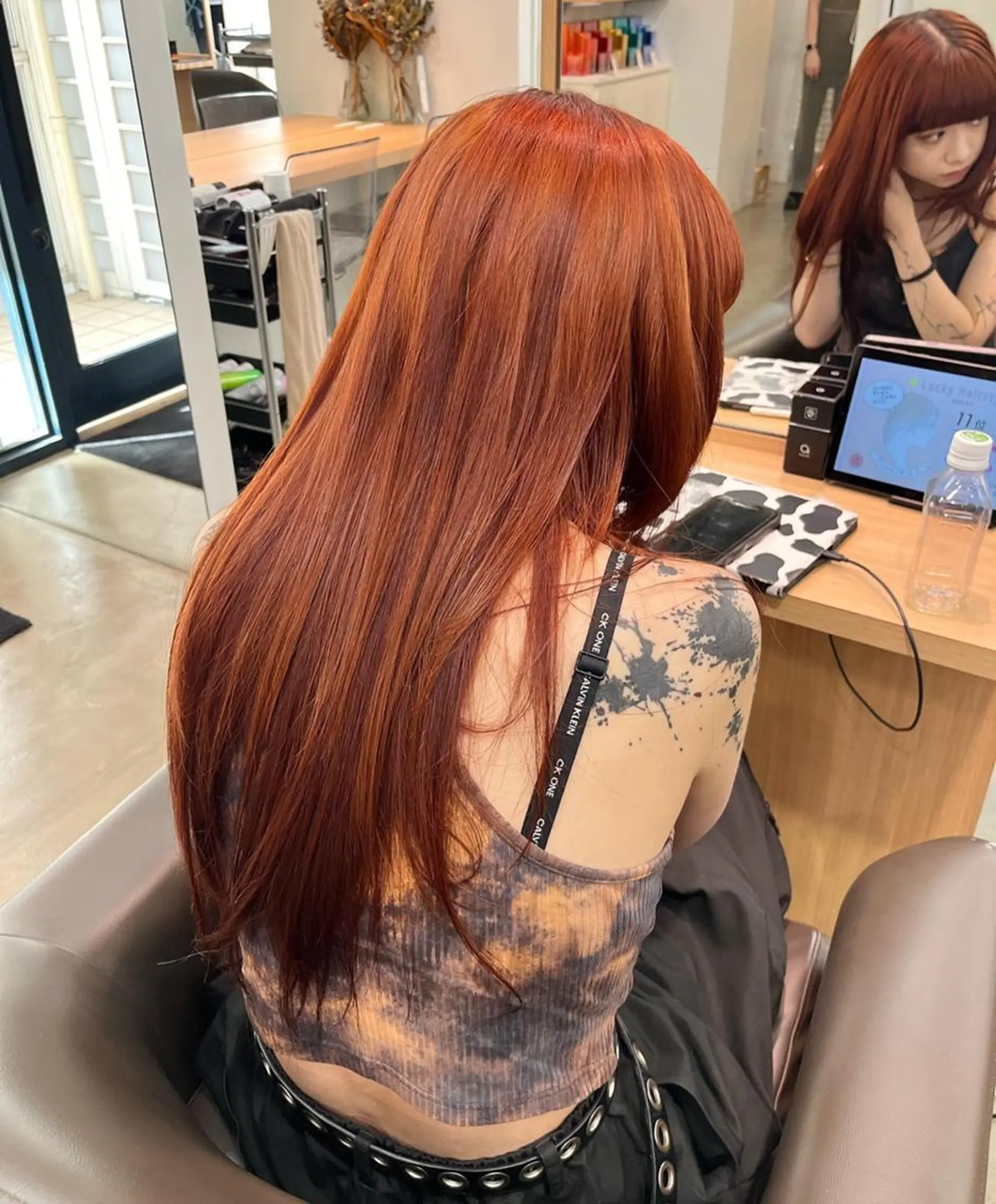 ロング 韓国風カラー オレンジブラウン くせ毛 髪質改善 ヨシンモリ 韓国/髪質改善💘 櫻井かれんのヘアスタイル
