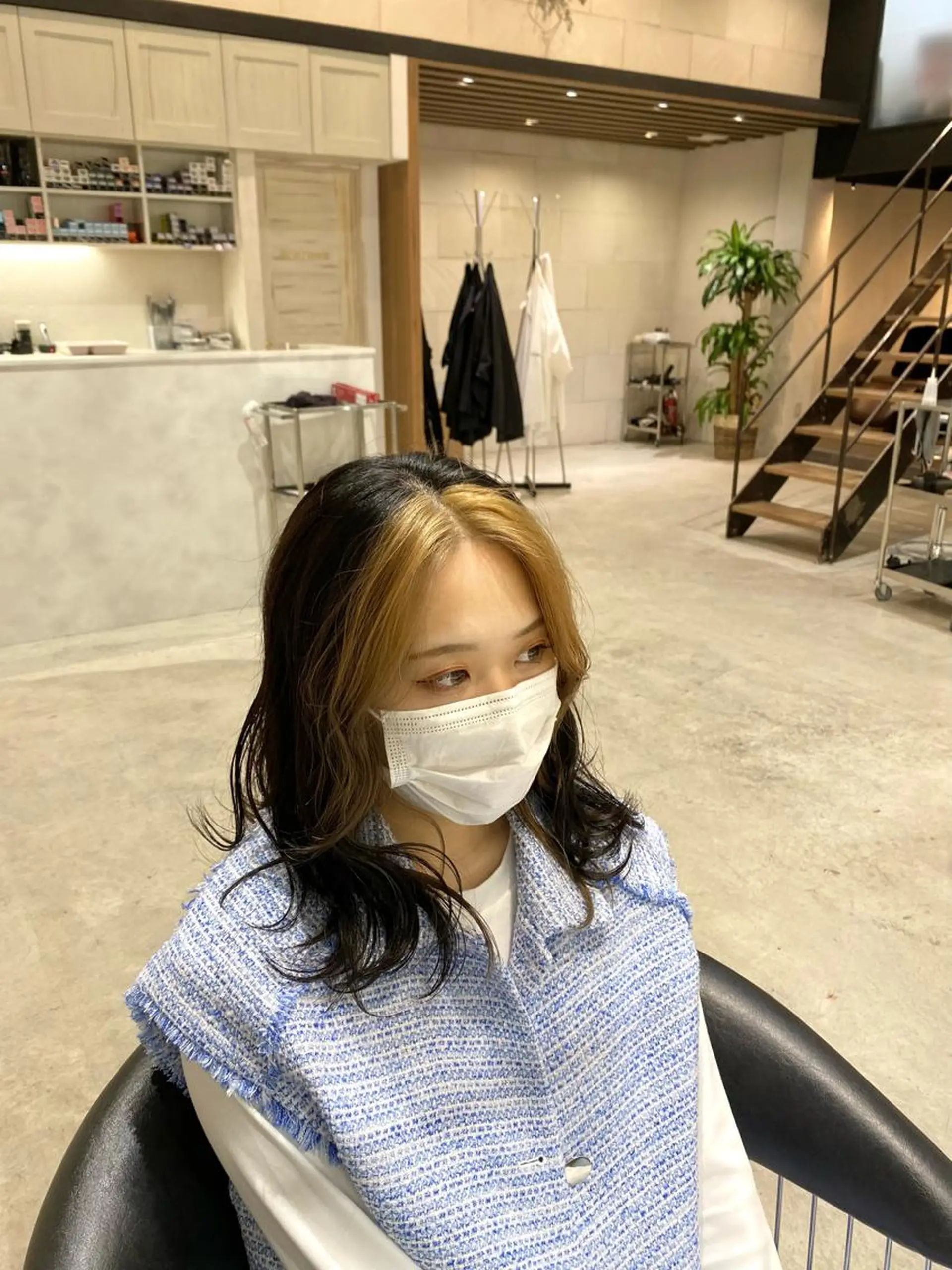 セミロング カラー DEAN所属・KEIGO/パーマ ハイトーン/DEANのヘアスタイル