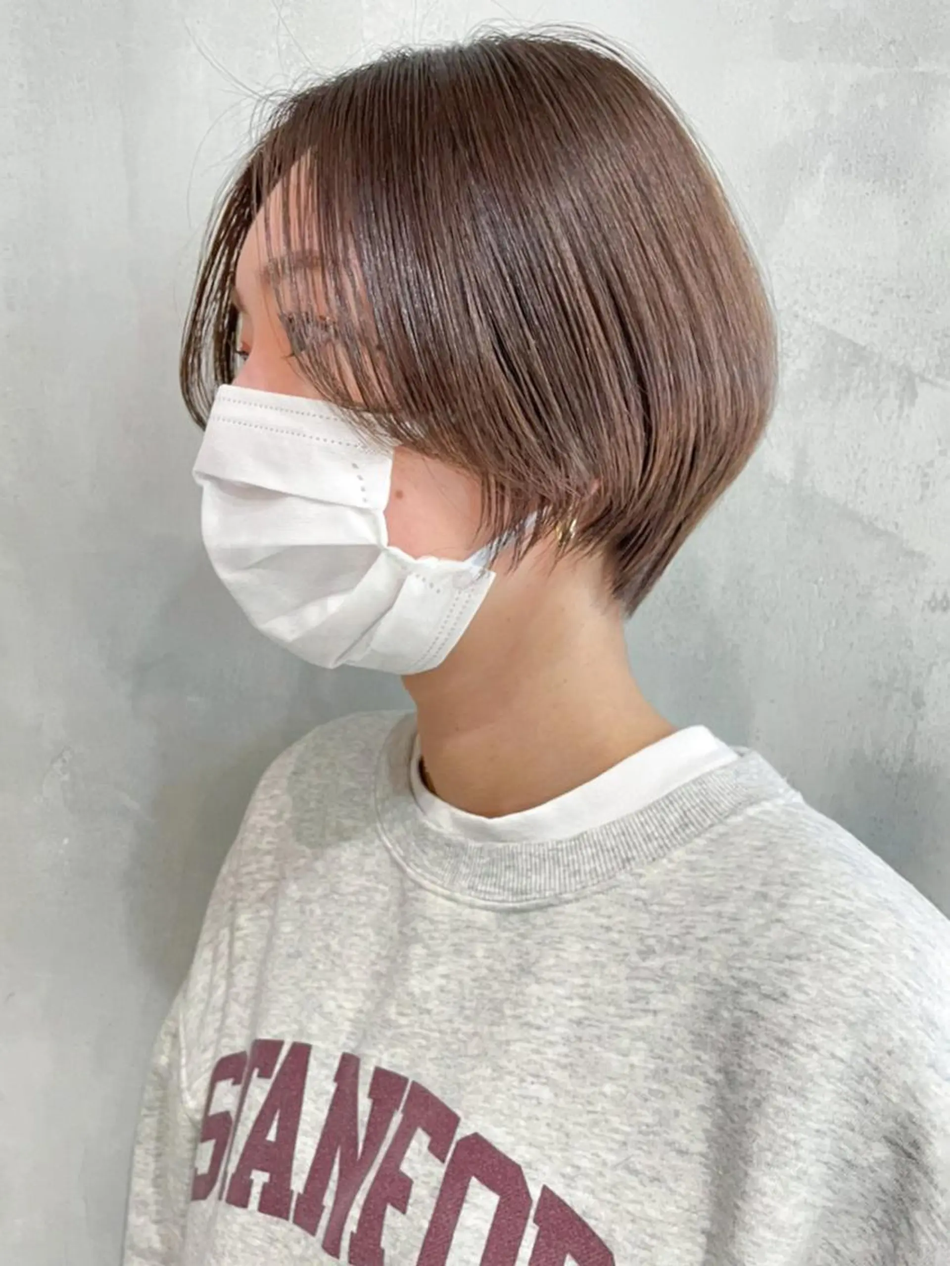 ショート カラー パーマ ヘアアレンジ アッシュ ベージュカラー ITbyALBUM 藤沢店のヘアスタイル