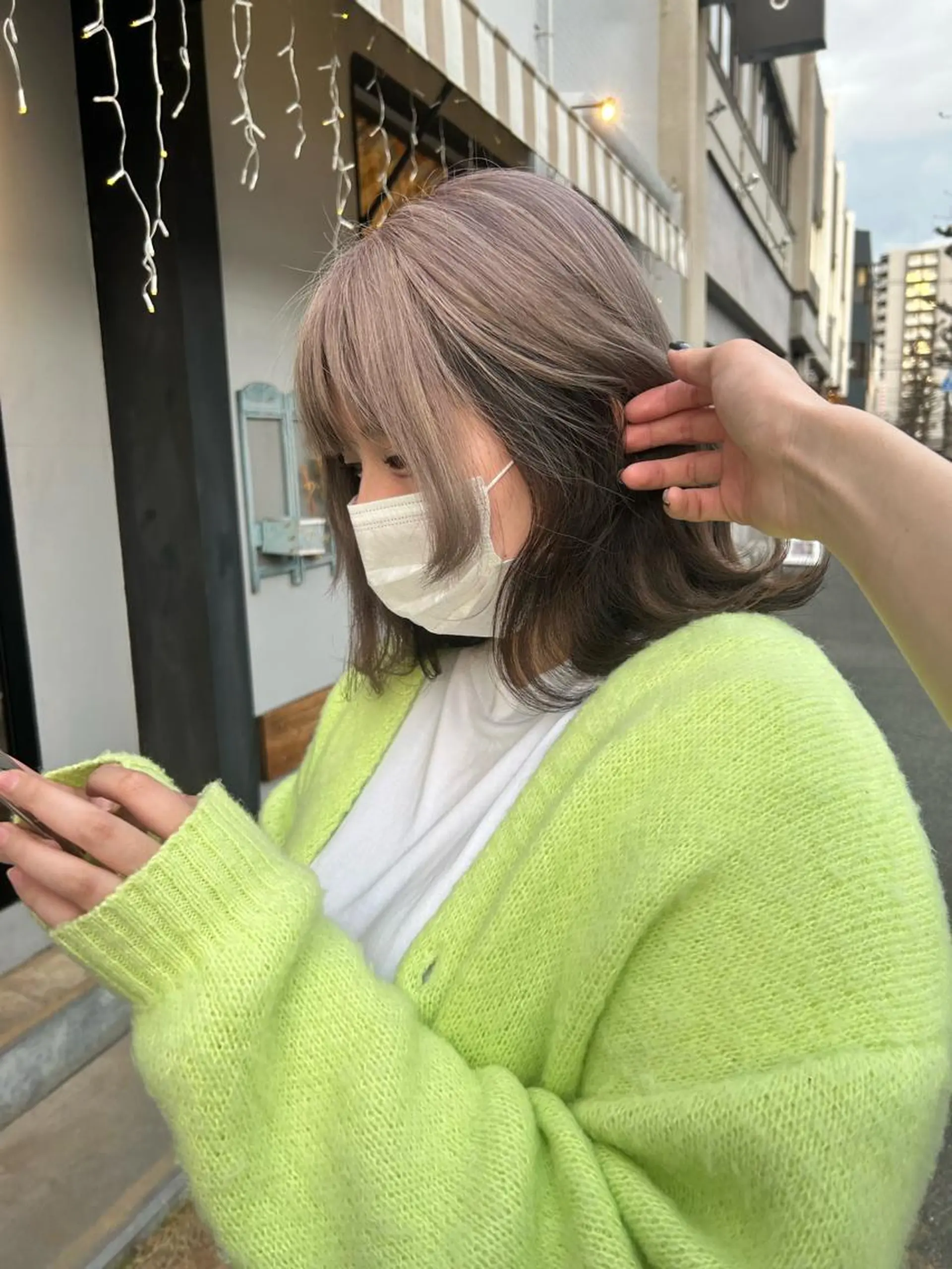 ミディアム ヘアカラー 問屋町chapter 日笠快生のヘアスタイル