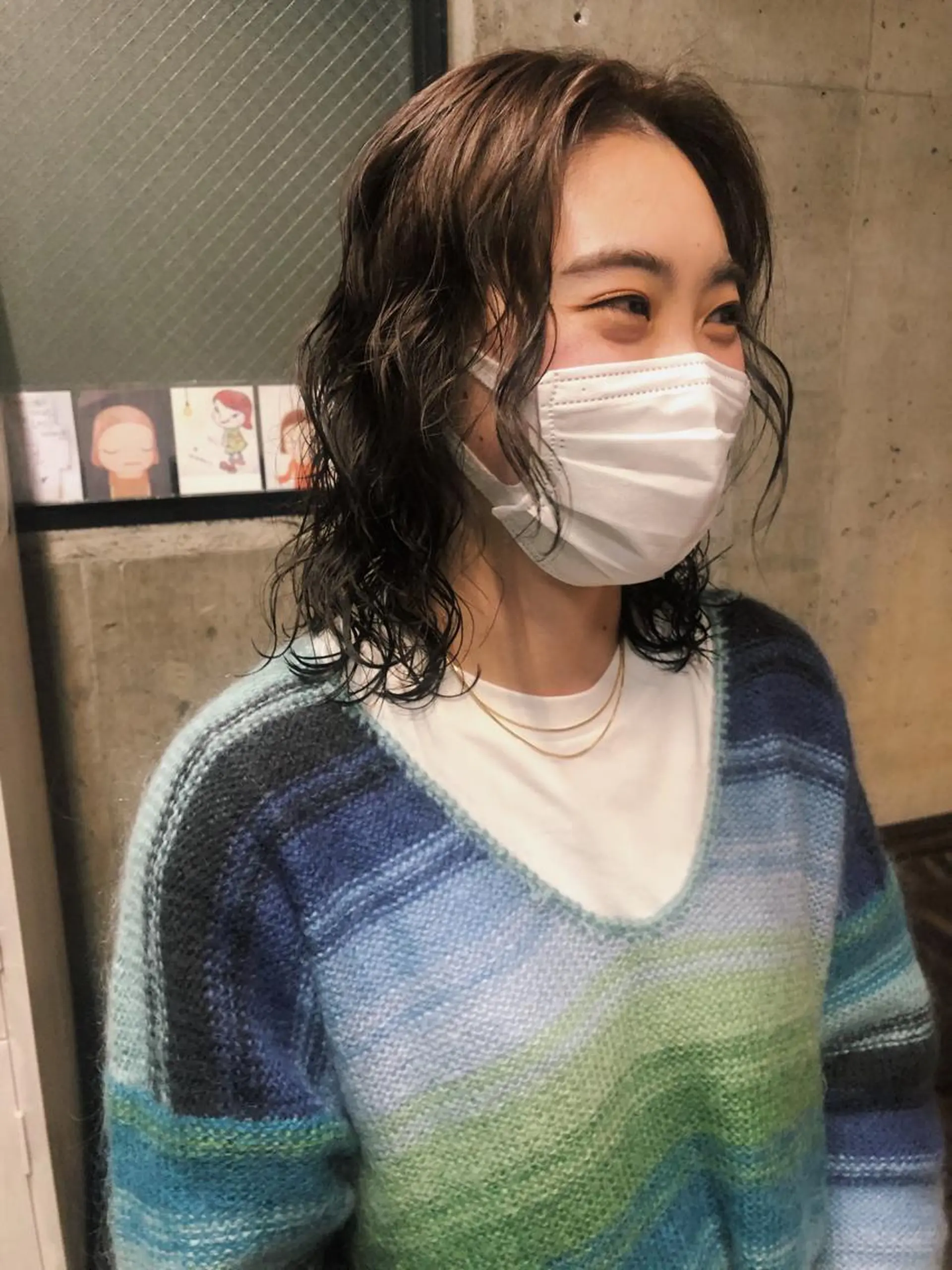 セミロング パーマ パーマ/レイヤー 岩山丈一郎のヘアスタイル